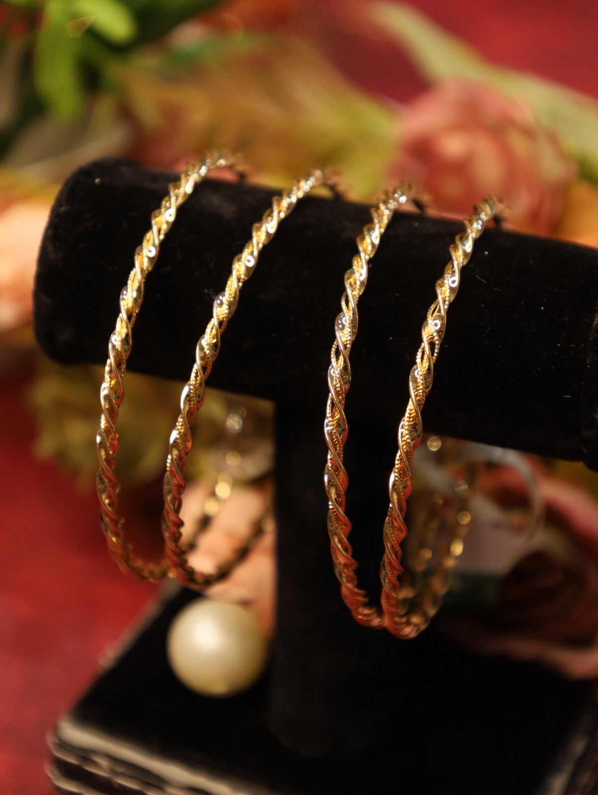 Elegant Twisted Dual-Tone Bangles Set