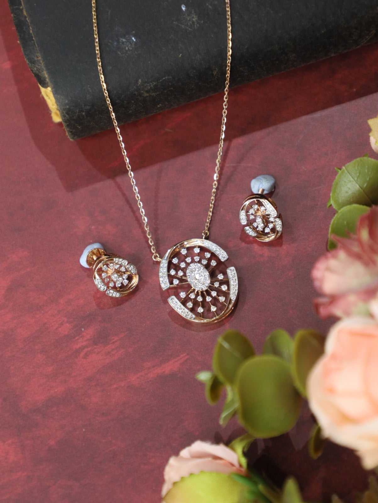 Radiant Halo Natural Diamond Pendant Set