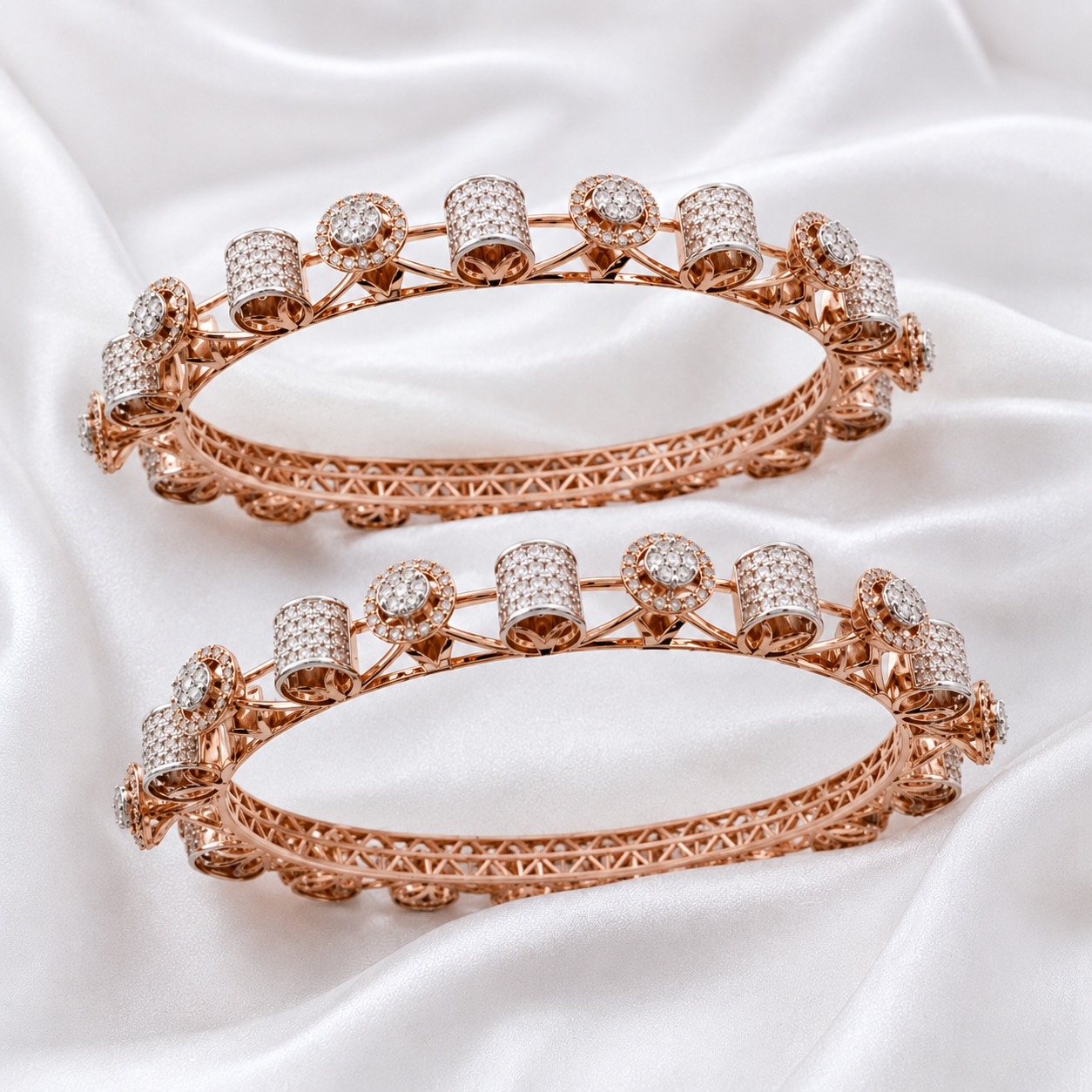 Royal Natural Diamond Rose Gold Designer Bangles