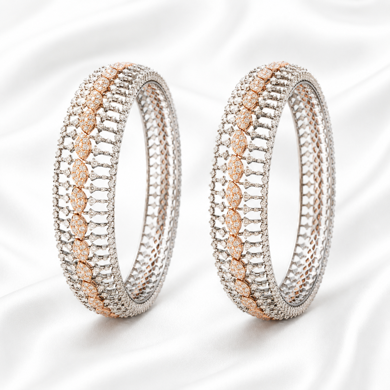 Royal Two-Tone Natural Diamond Designer Bangles