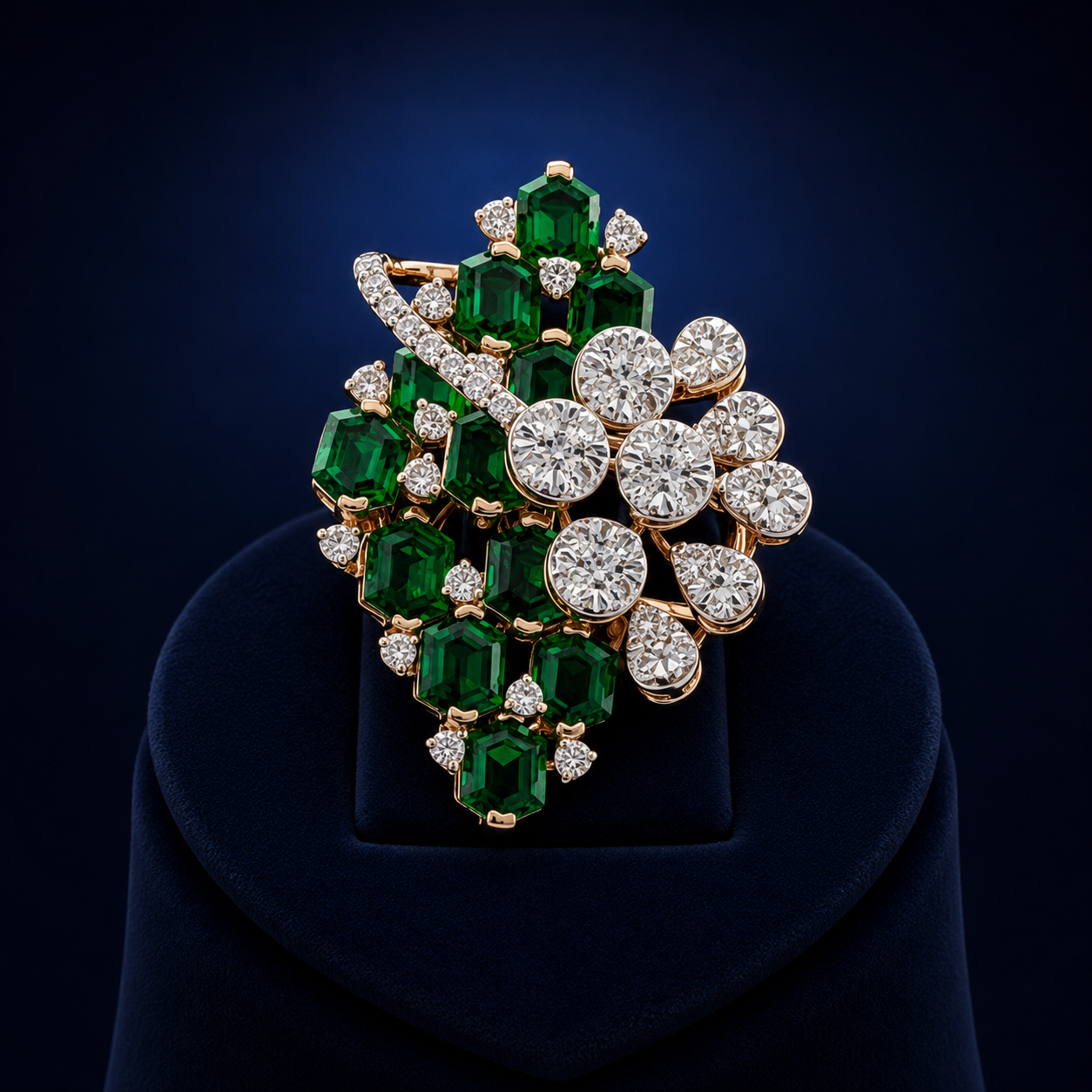 Emerald Bloom Natural Diamond Statement Ring