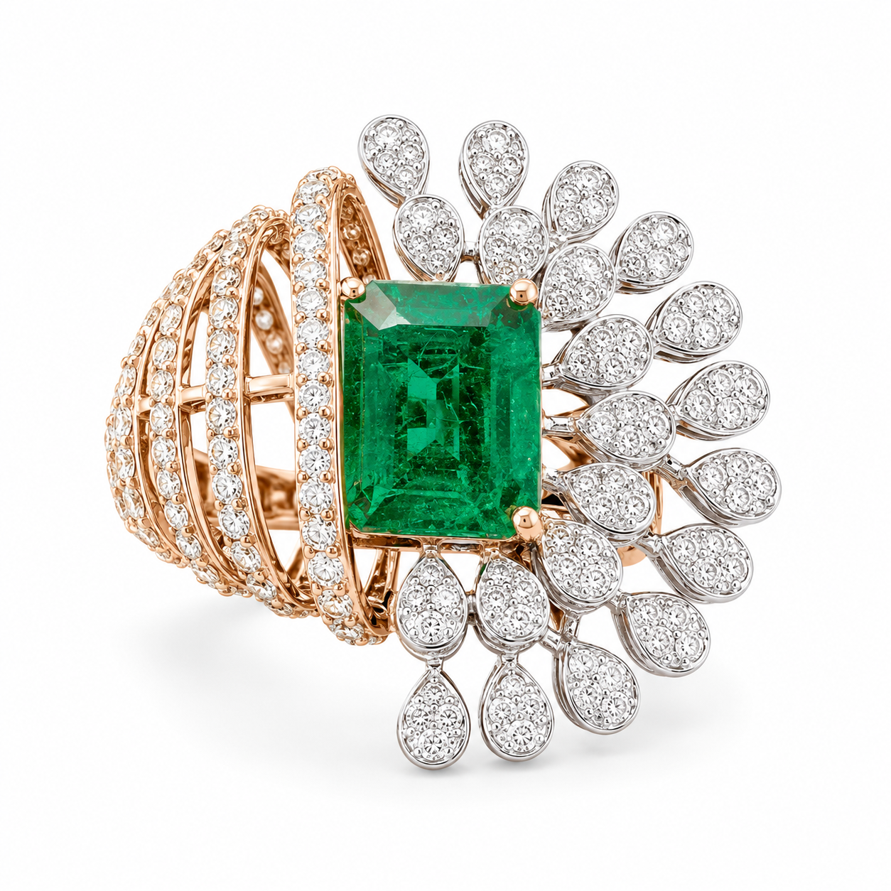 Emerald Radiance Natural Diamond Statement Ring