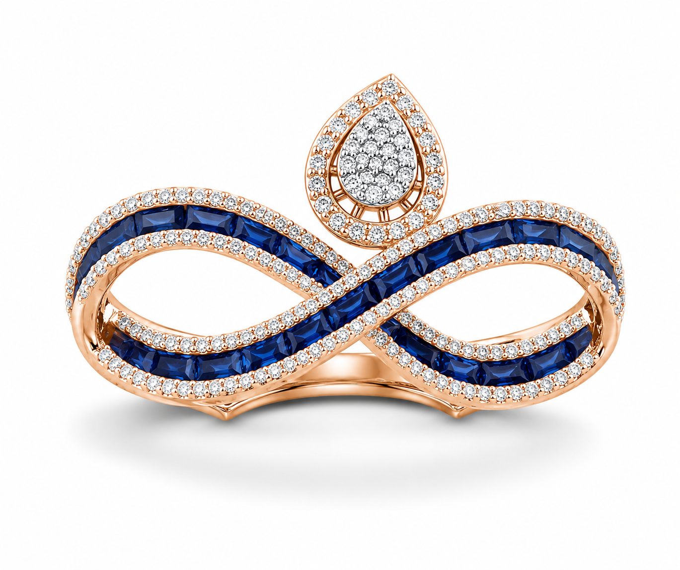 Infinity Sapphire Natural Diamond Statement Ring