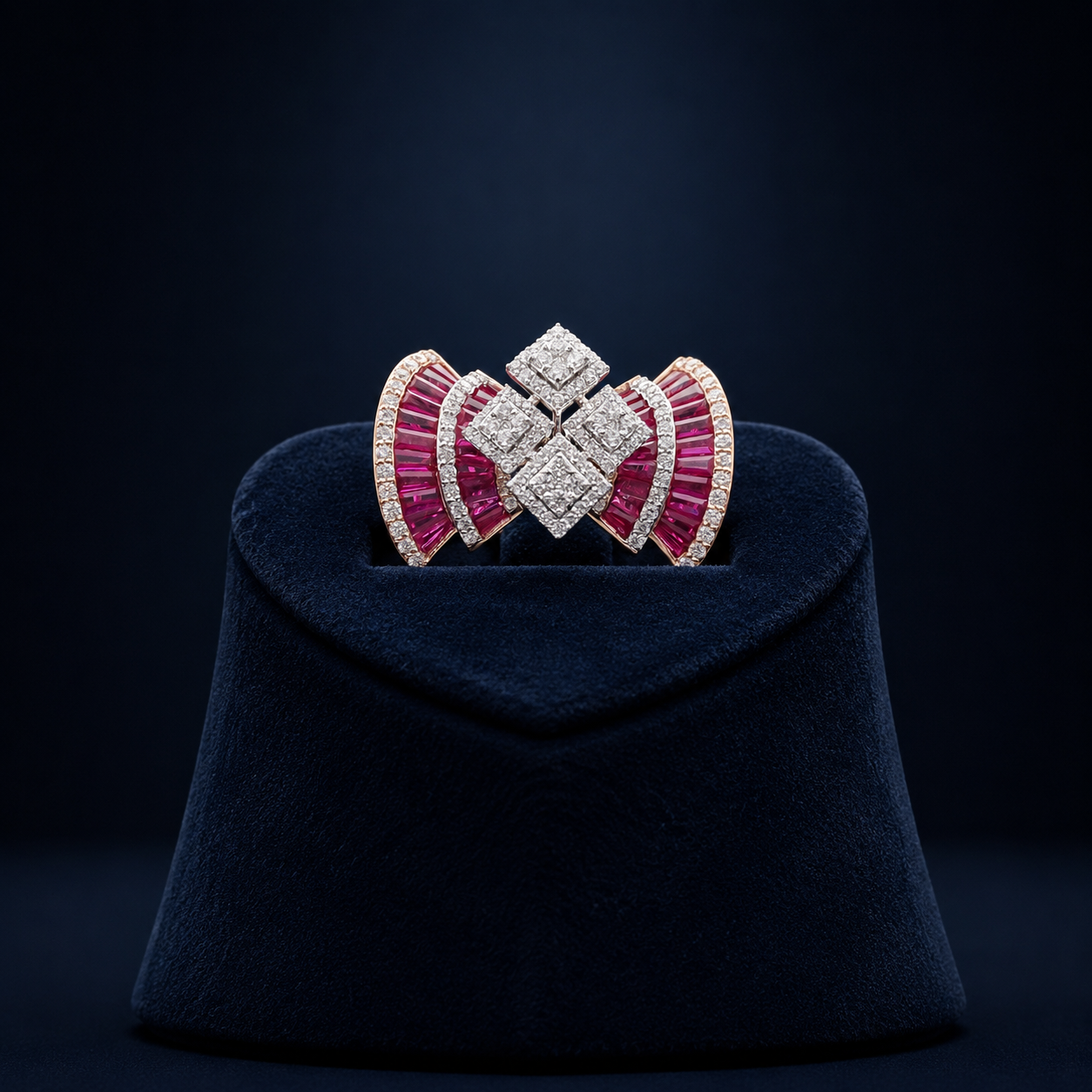 Natural Diamond Ruby Designer Ring