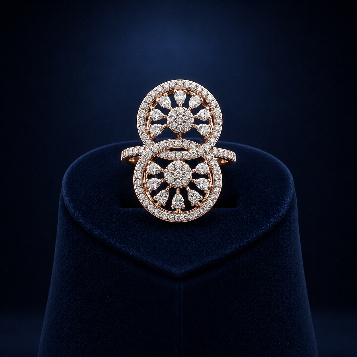 Natural Diamond Dual Halo Designer Ring