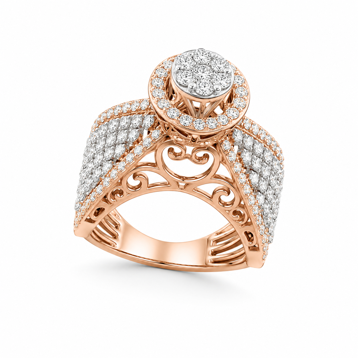 Natural Diamond Vintage Halo Designer Ring
