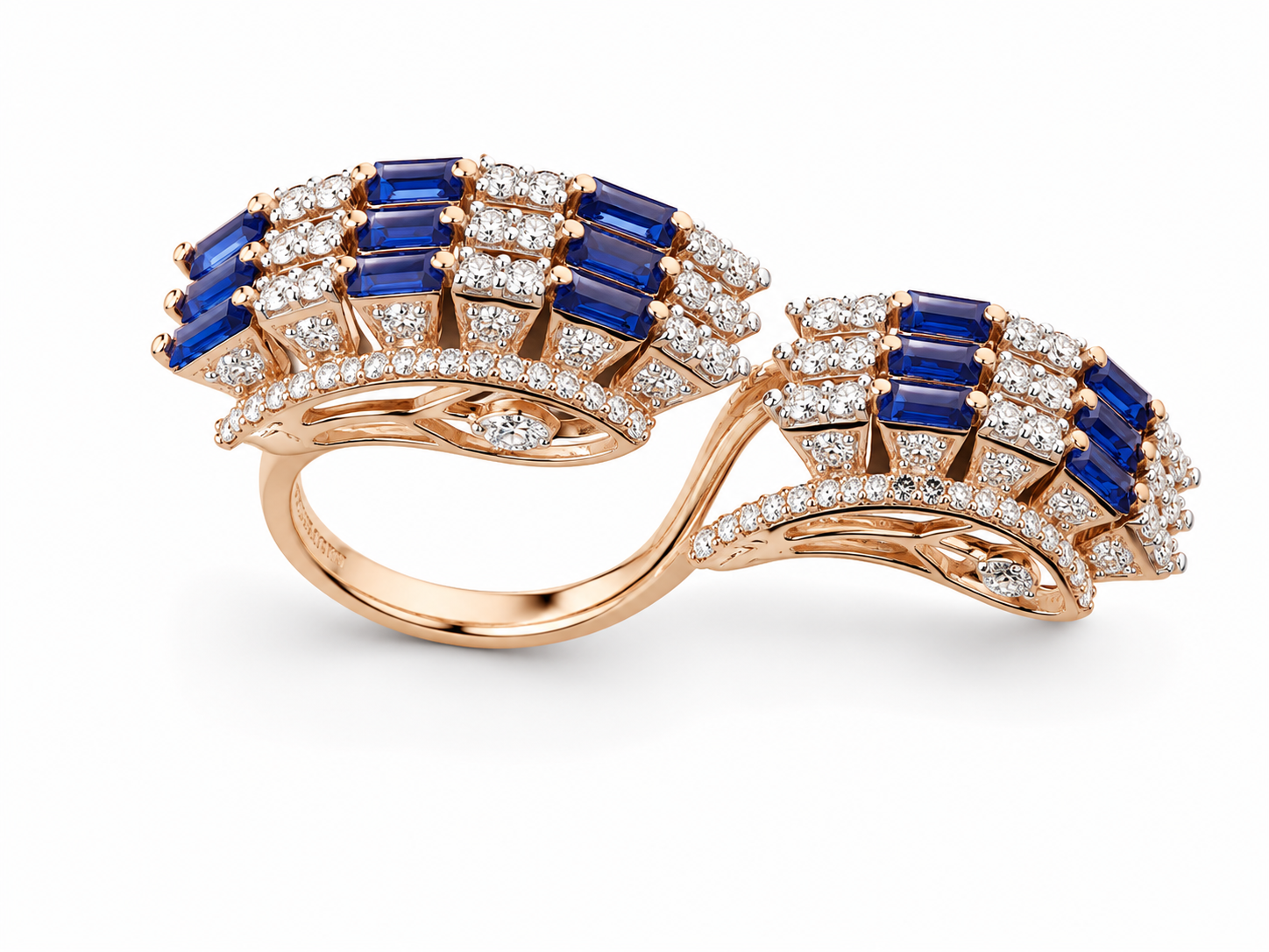 Natural Diamond Sapphire Open Statement Ring