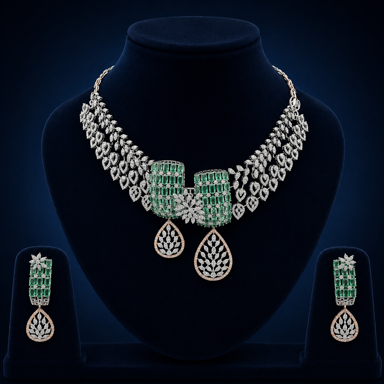 Emerald Cascade Natural Diamond Necklace Set