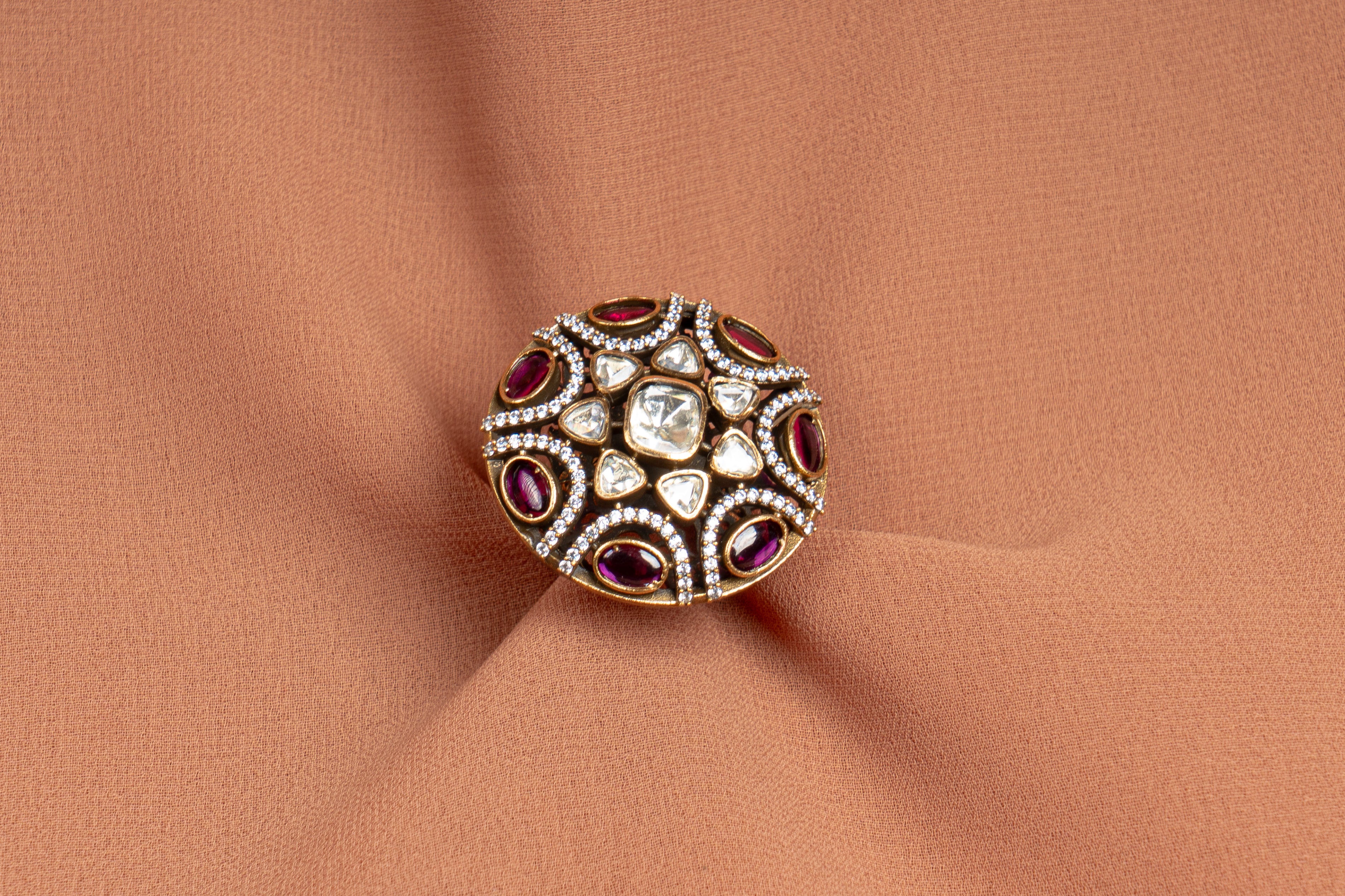 Maharani Antique Crystal Statement Ring