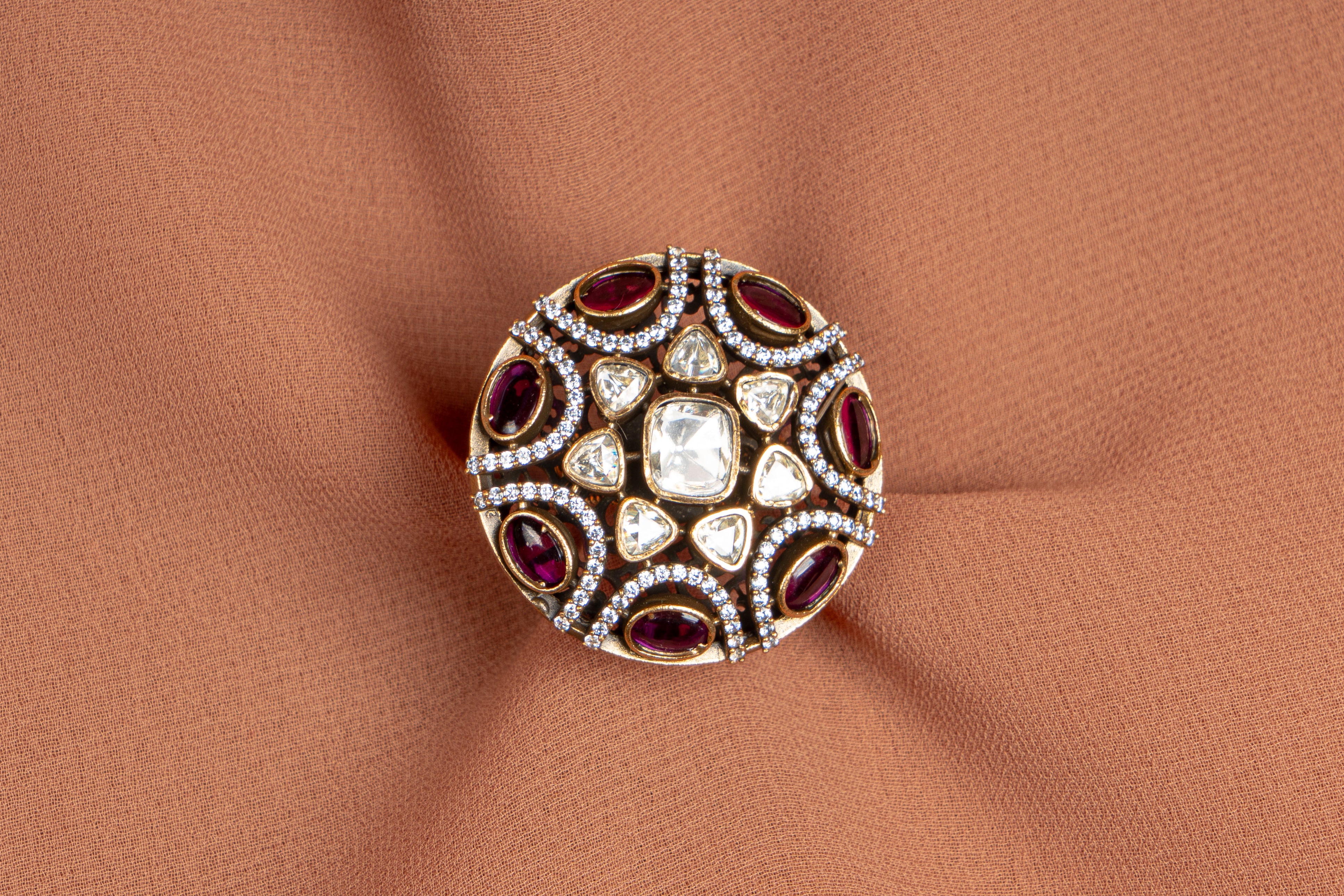 Maharani Antique Crystal Statement Ring