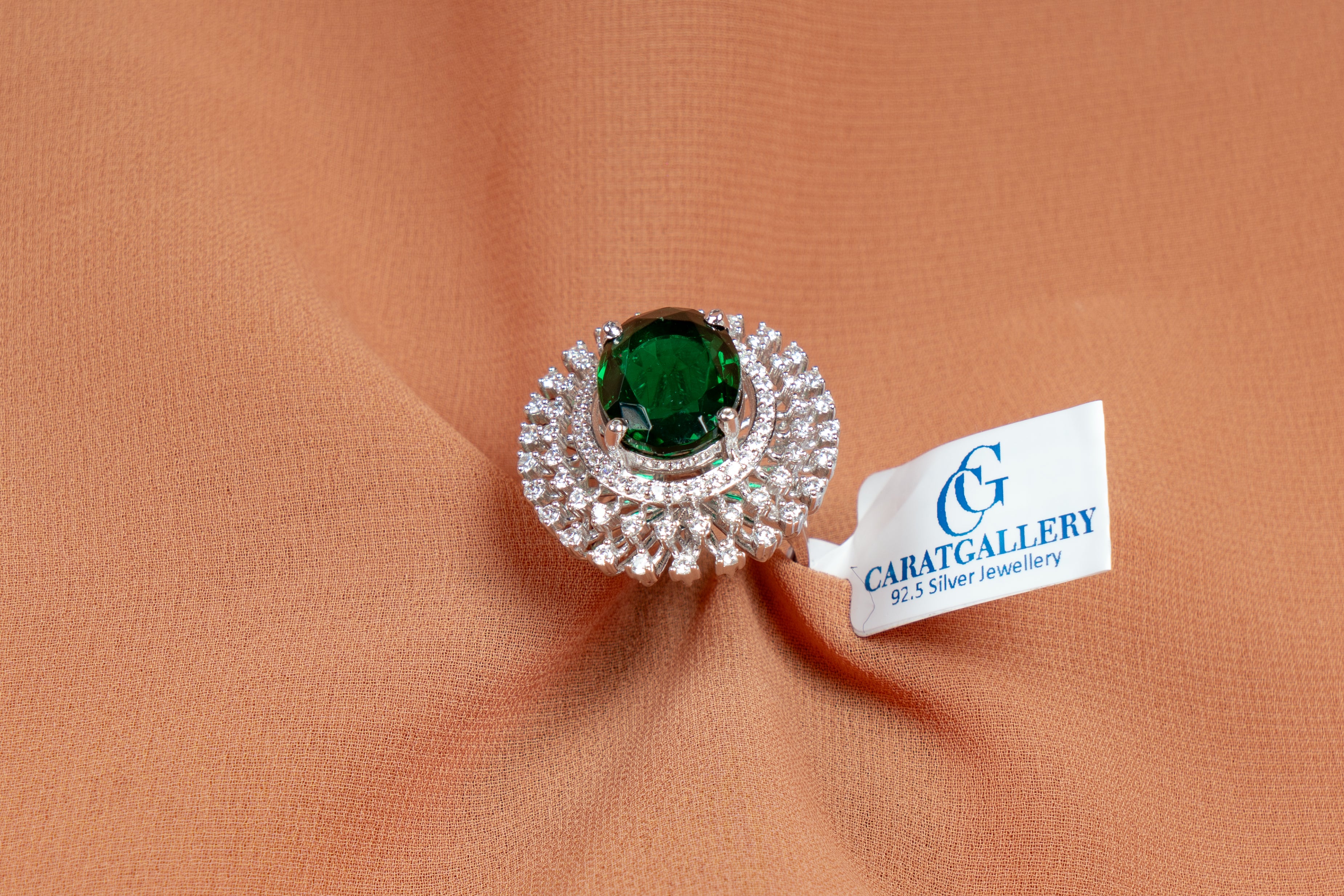 Verena Emerald Halo Cocktail Ring