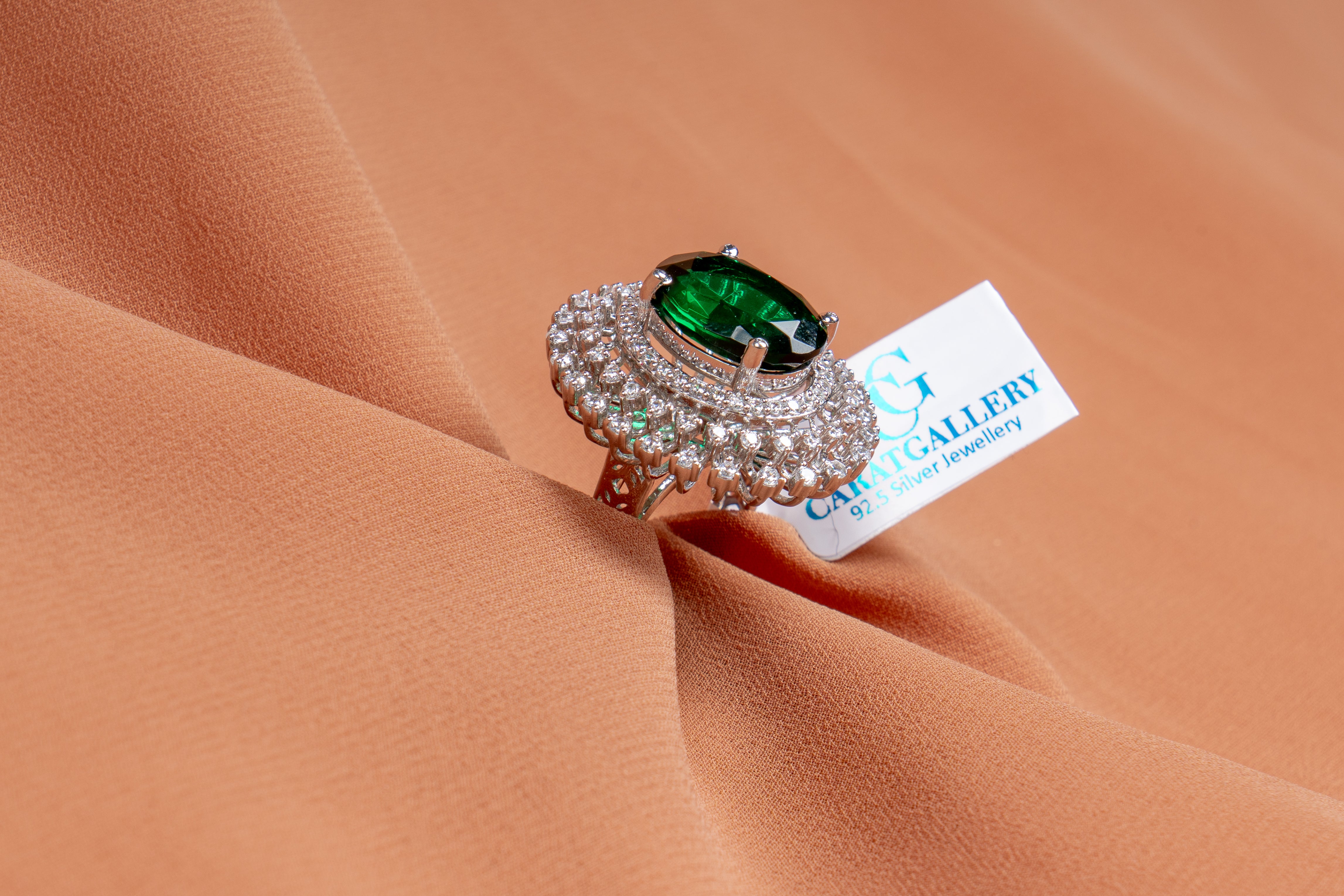 Verena Emerald Halo Cocktail Ring