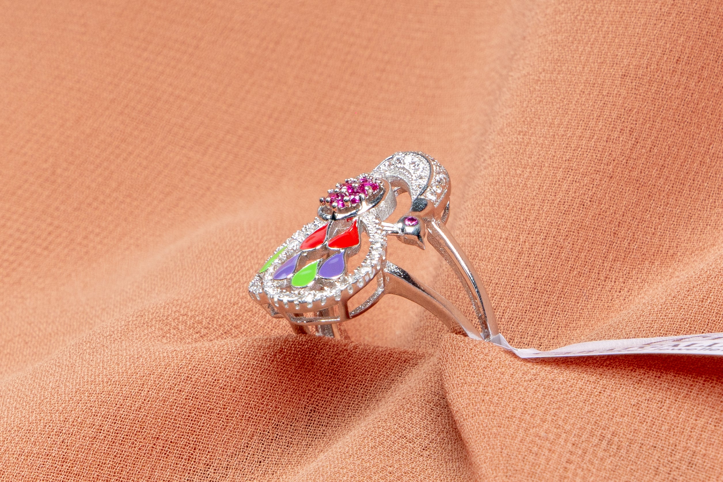 Mayura Enamel Peacock Ring