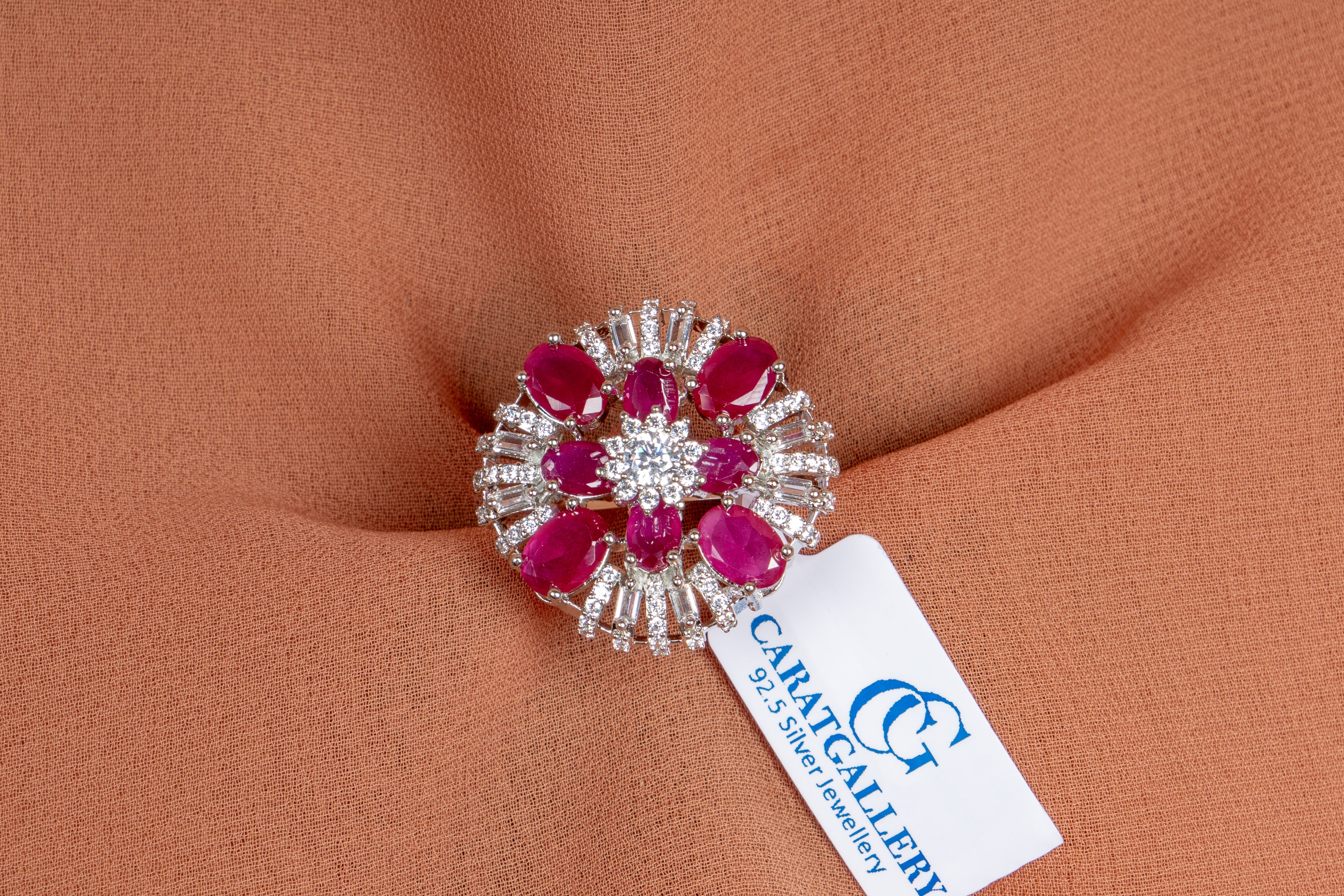 Rivaah Ruby Floral Burst Statement Ring