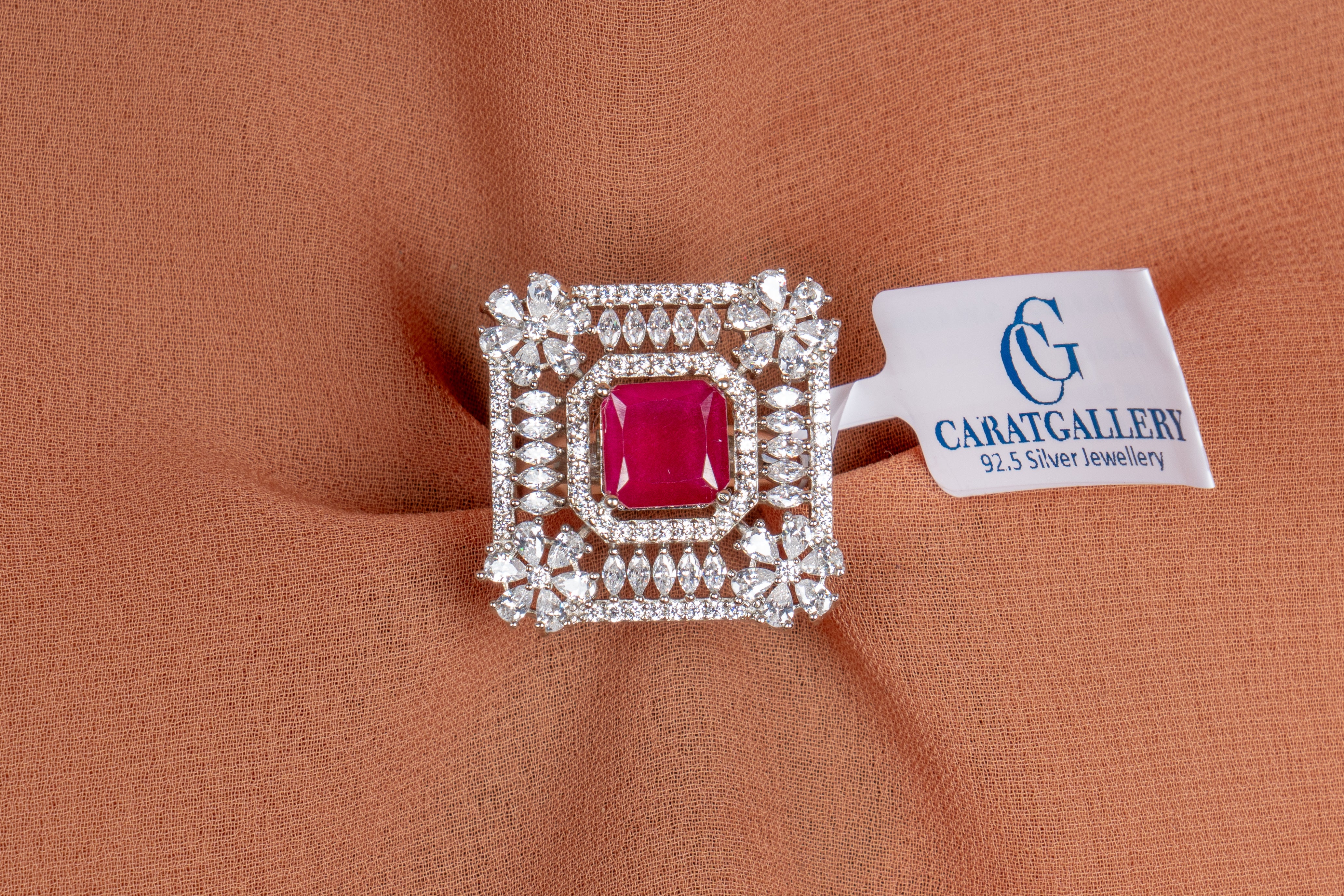 Ishira Ruby Square Statement Cocktail Ring