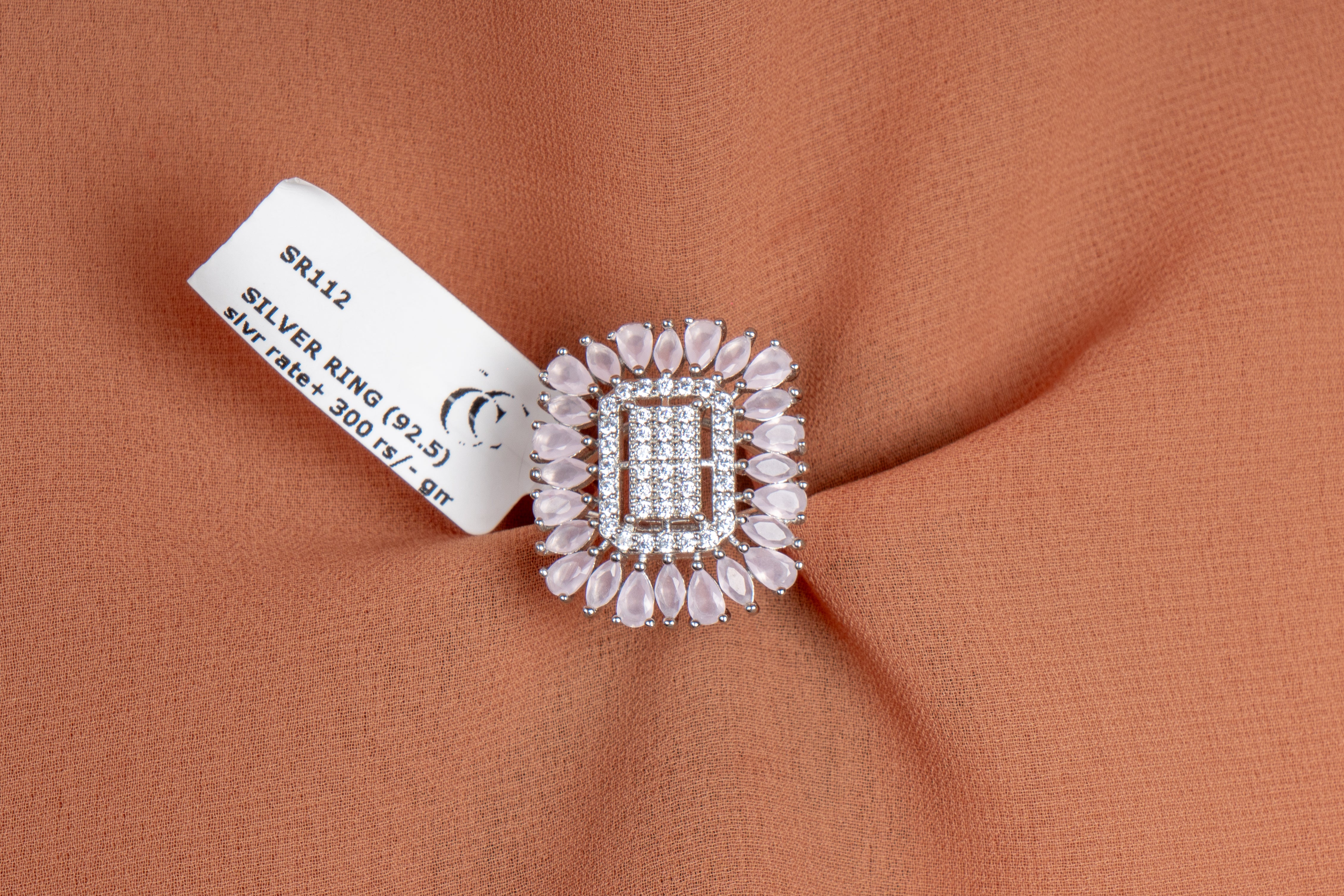 Gulnaaz Pink Petal Halo Statement Ring