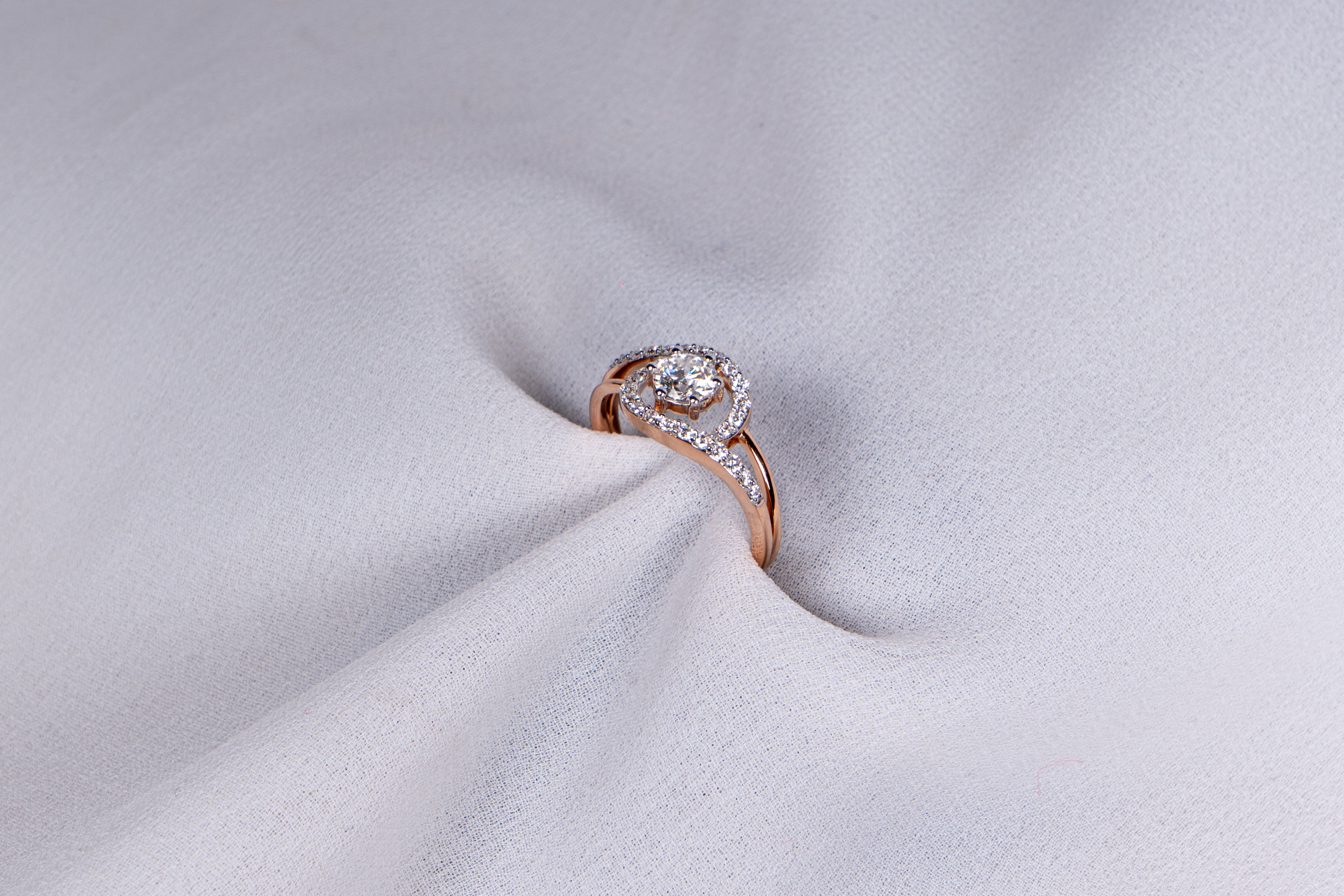 Celestial Rose Gold Halo Diamond Ring