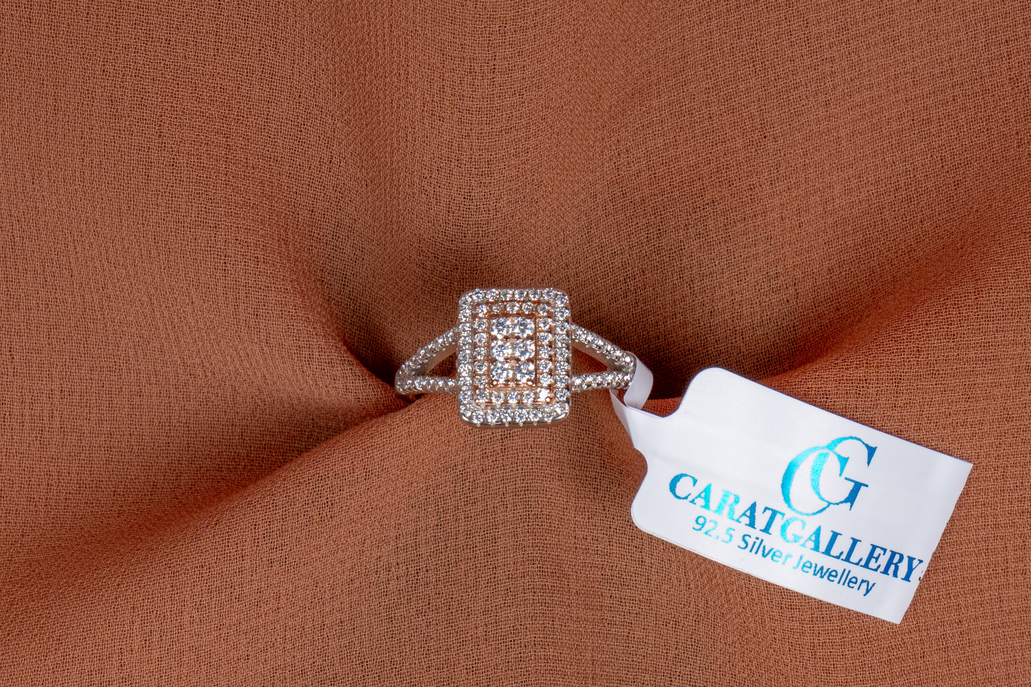 Adelise Deco Rectangle Halo Ring