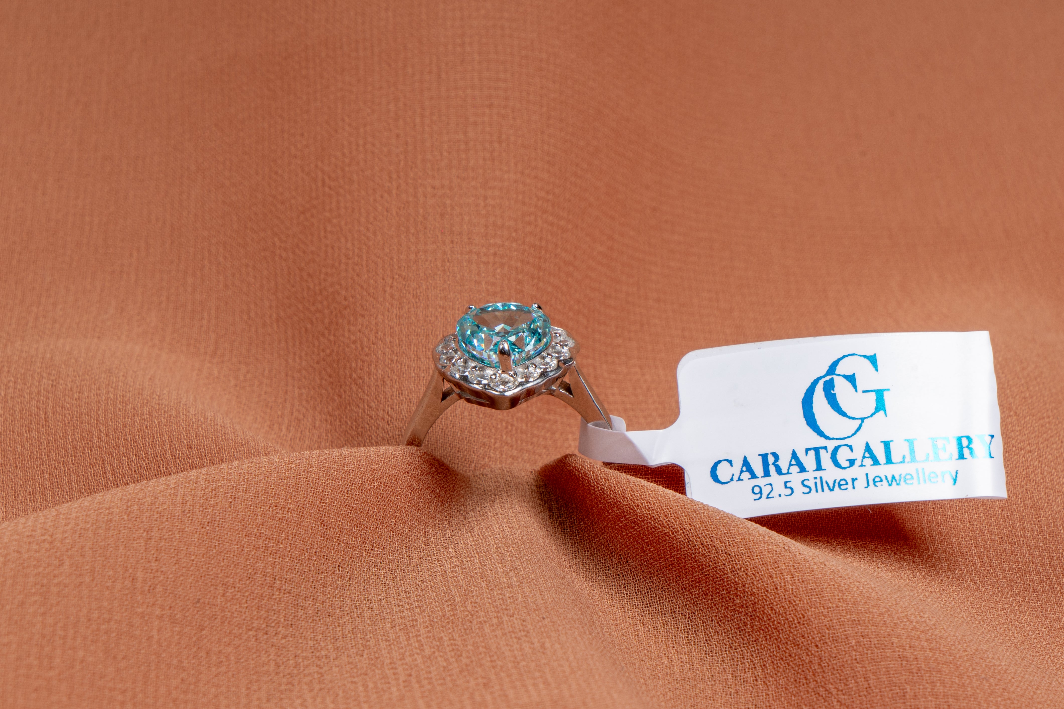 Calista Aqua Pear Halo Ring
