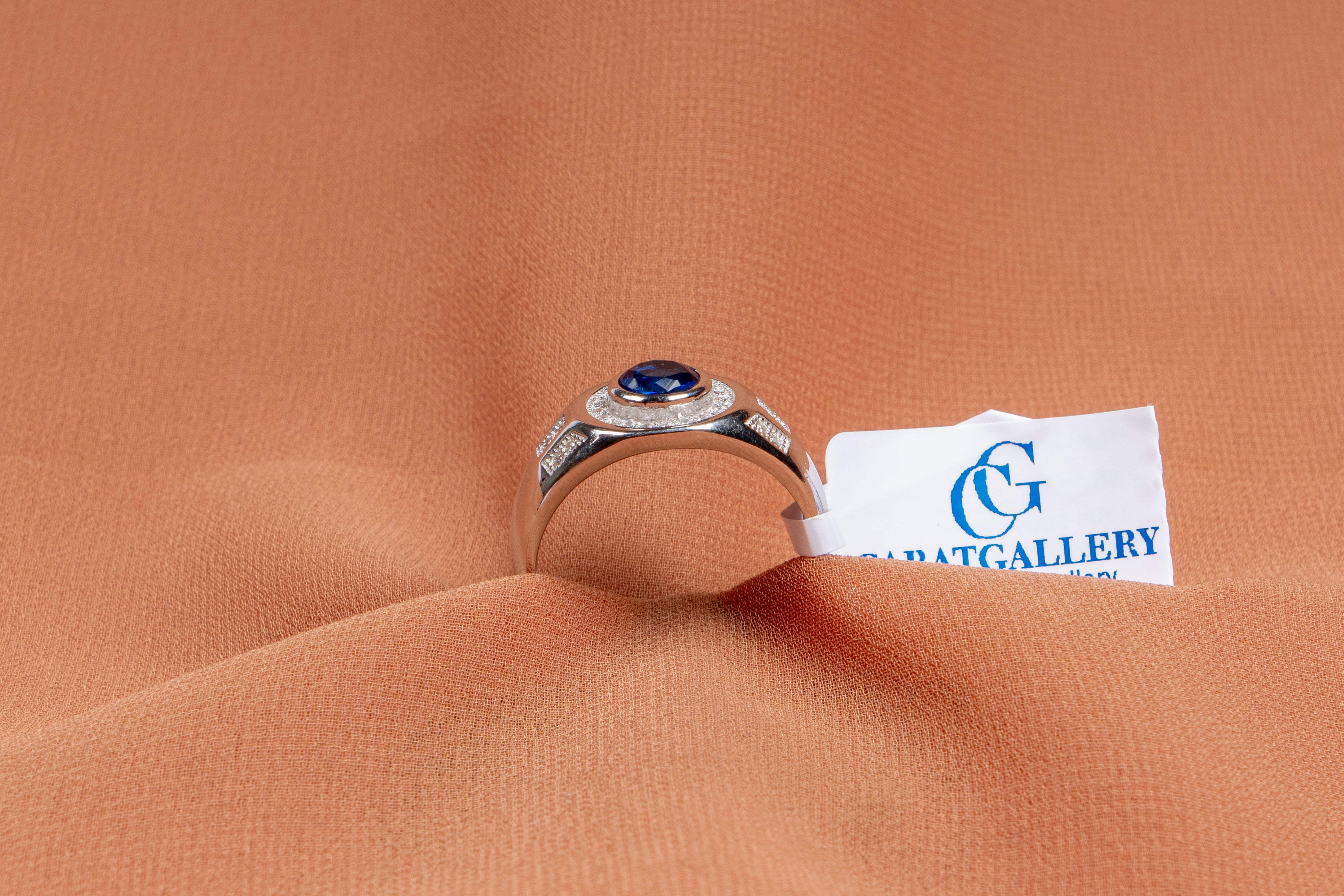 Royal Blue Halo Silver Ring