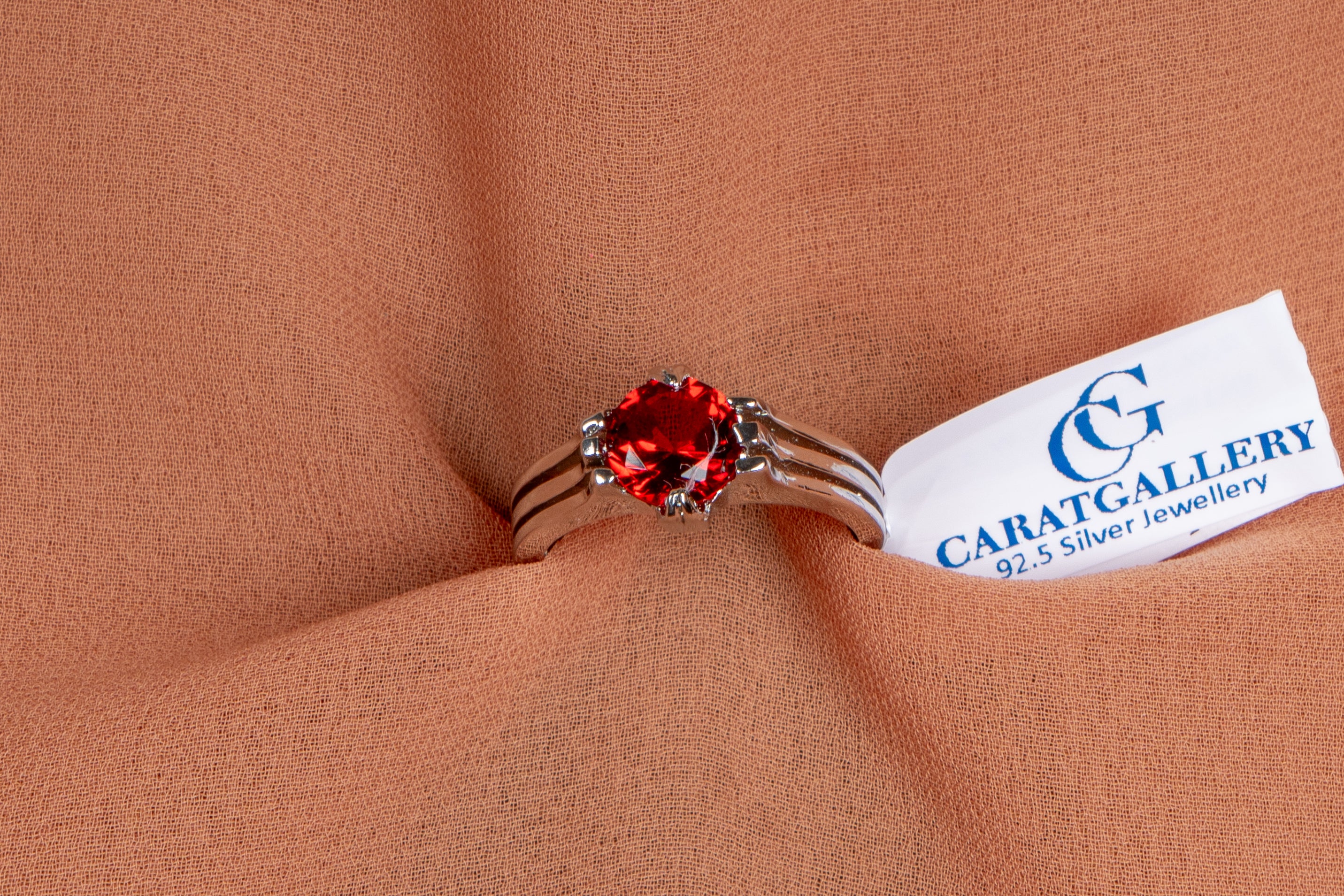 Ruby Radiance Solitaire Silver Ring