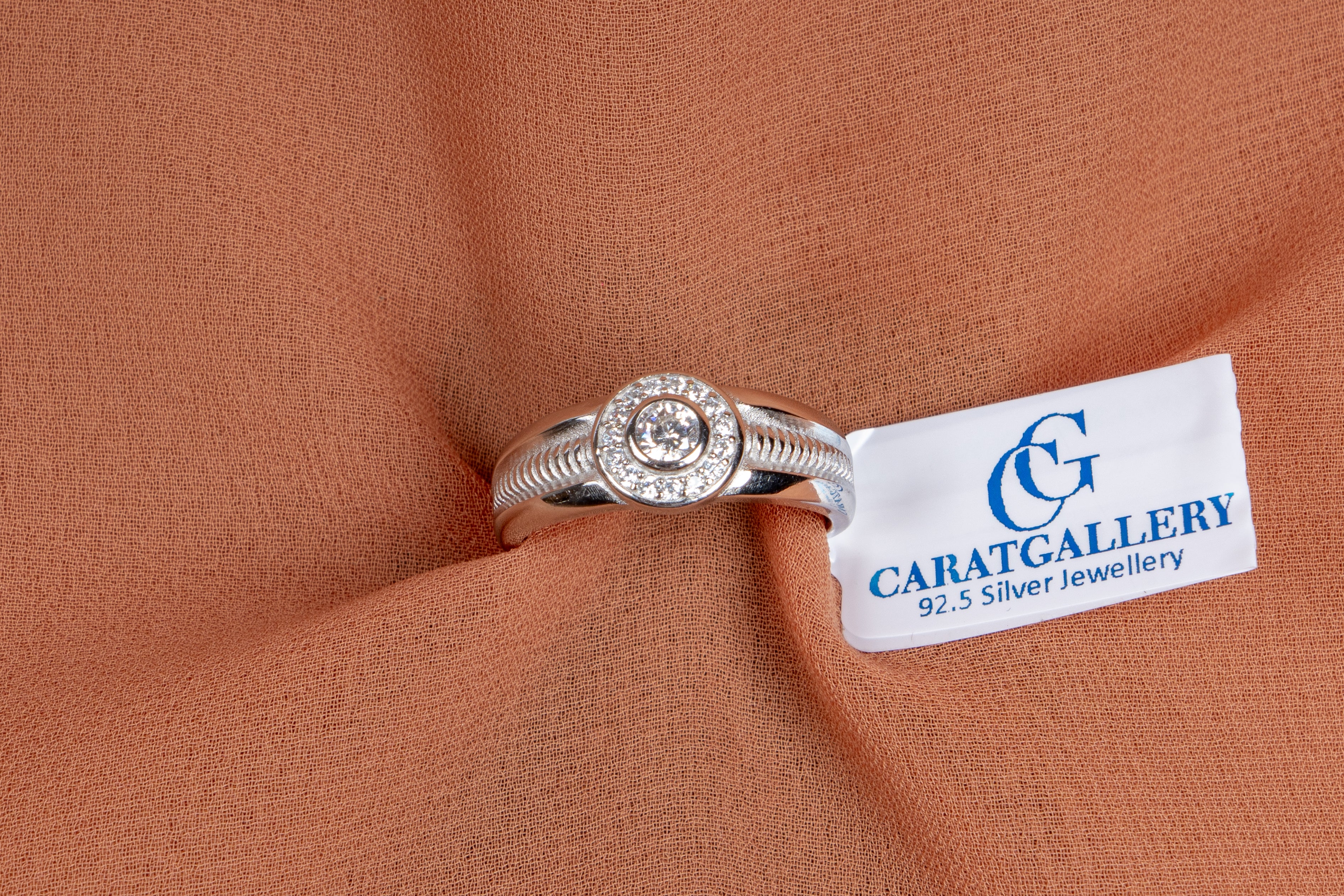 Halo Solitaire Silver Ring