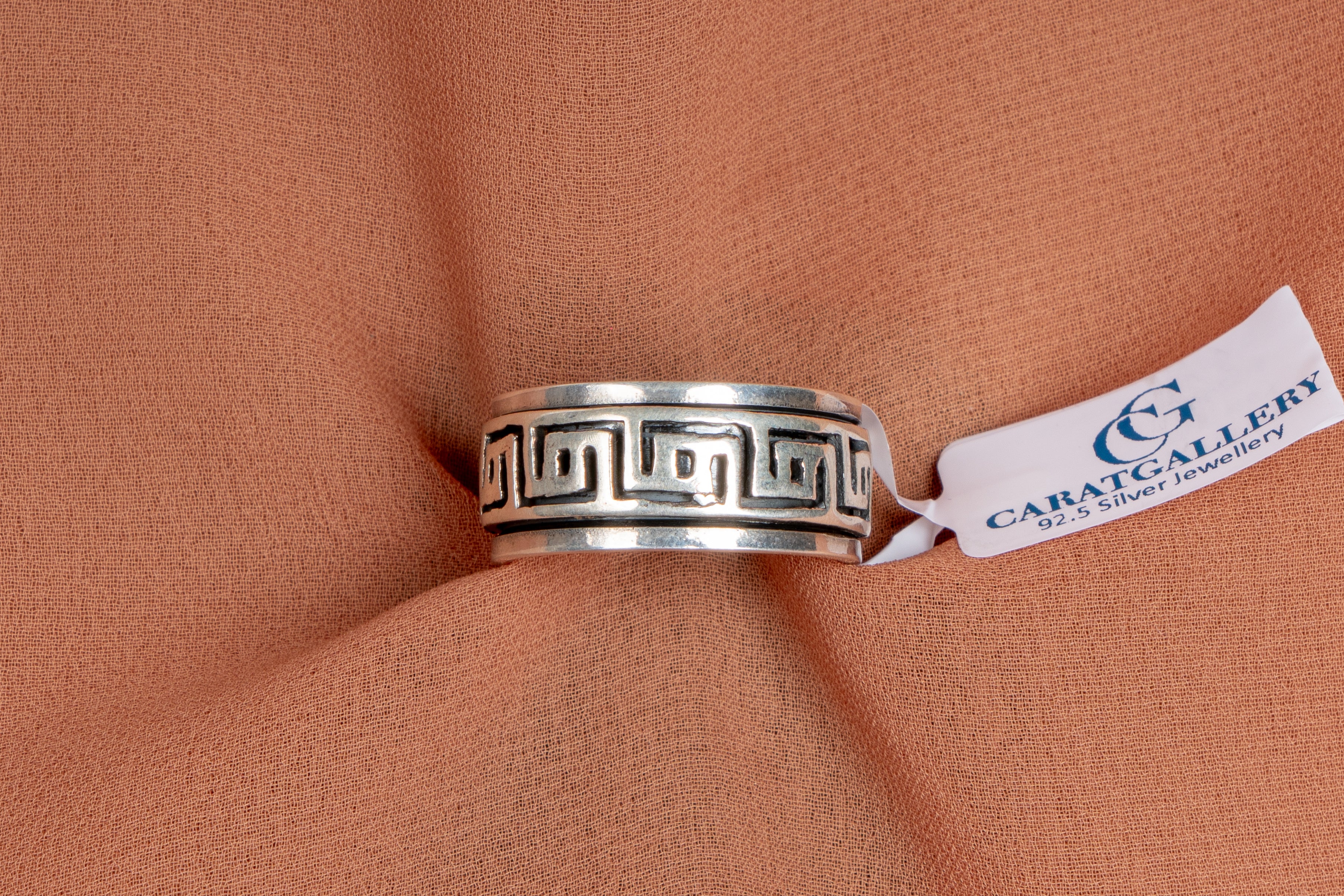 Greek Key Silver Band Ring