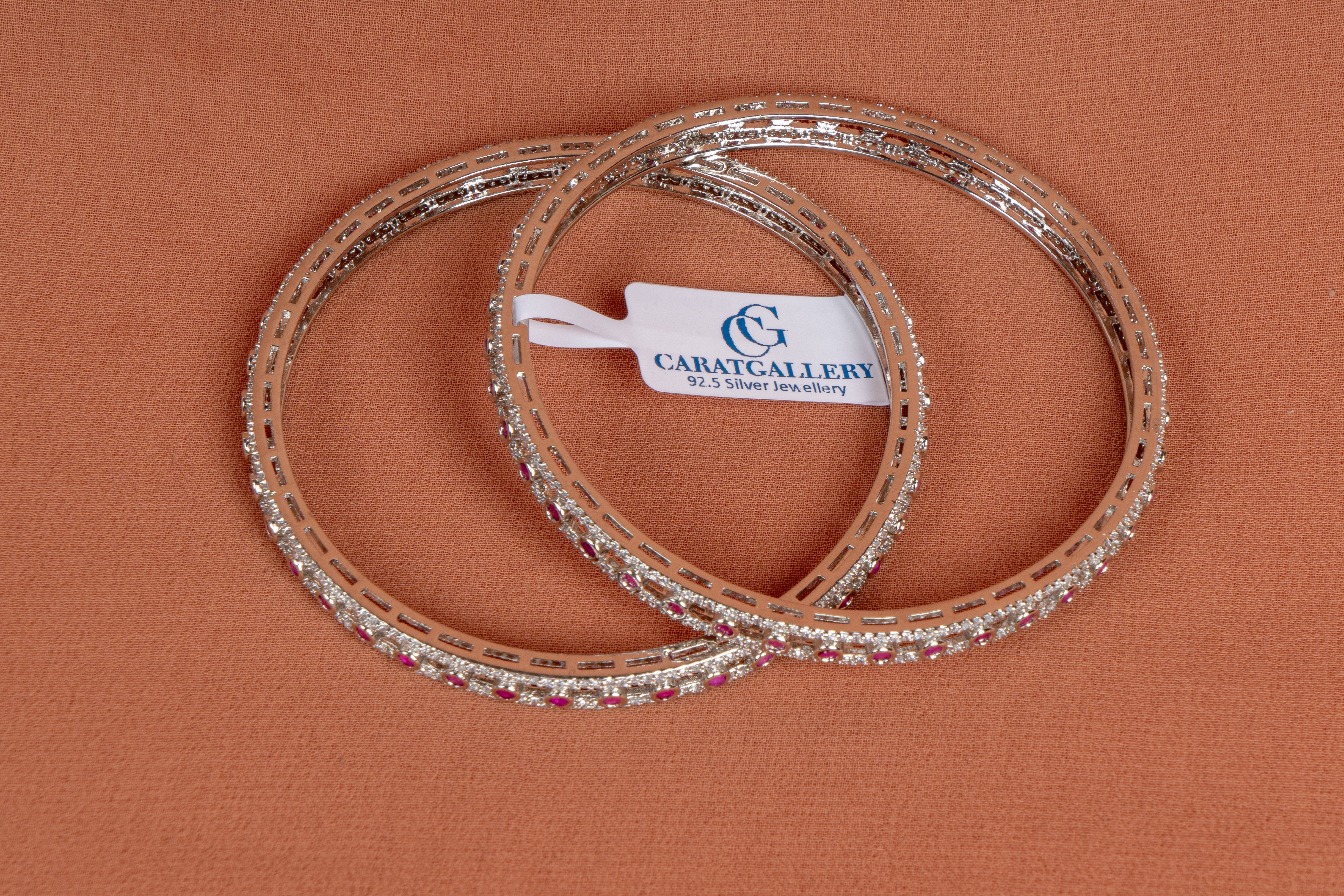 Ruby Radiance Silver Bangles