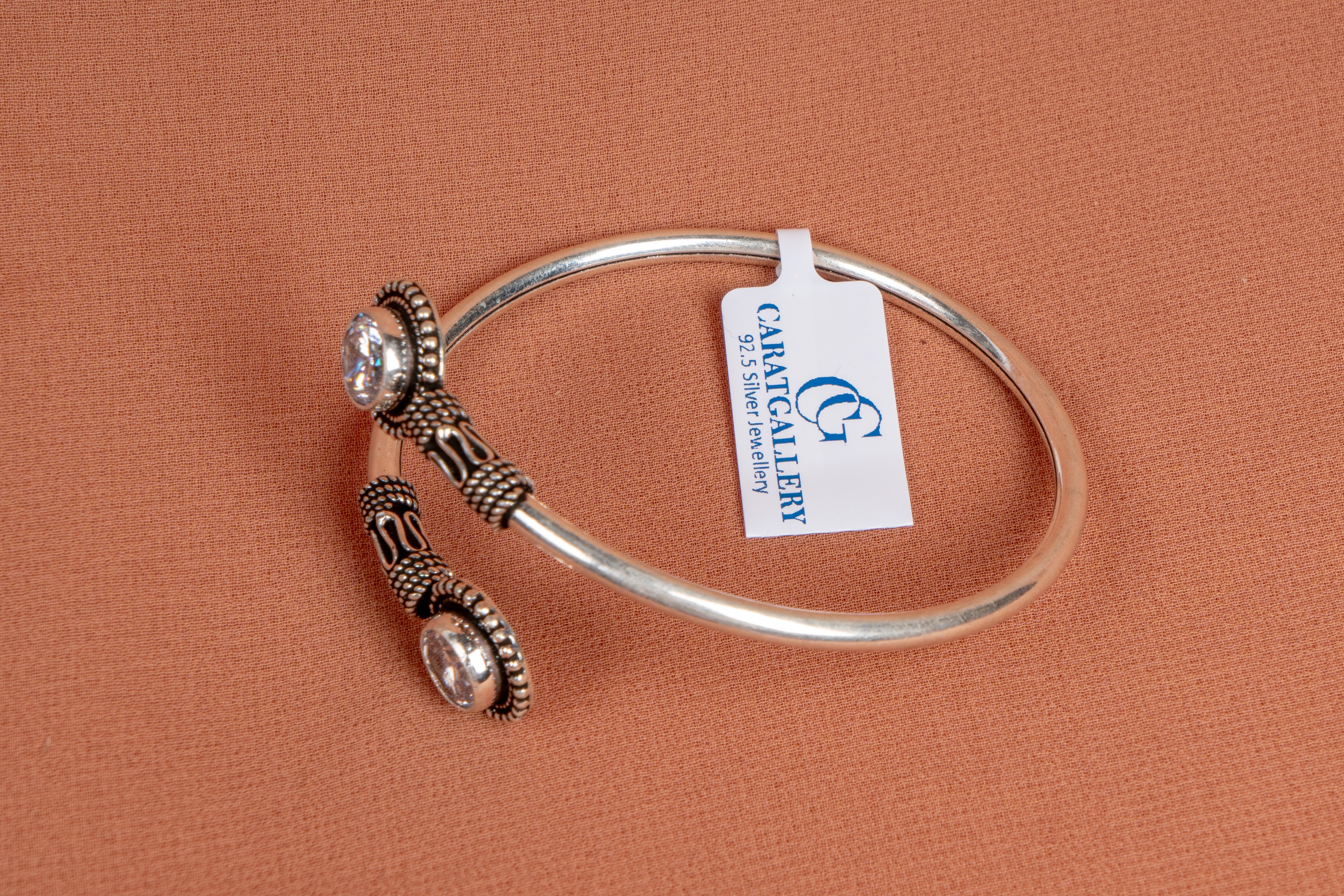 Heritage Solitaire Sterling Silver Open Cuff Bracelet