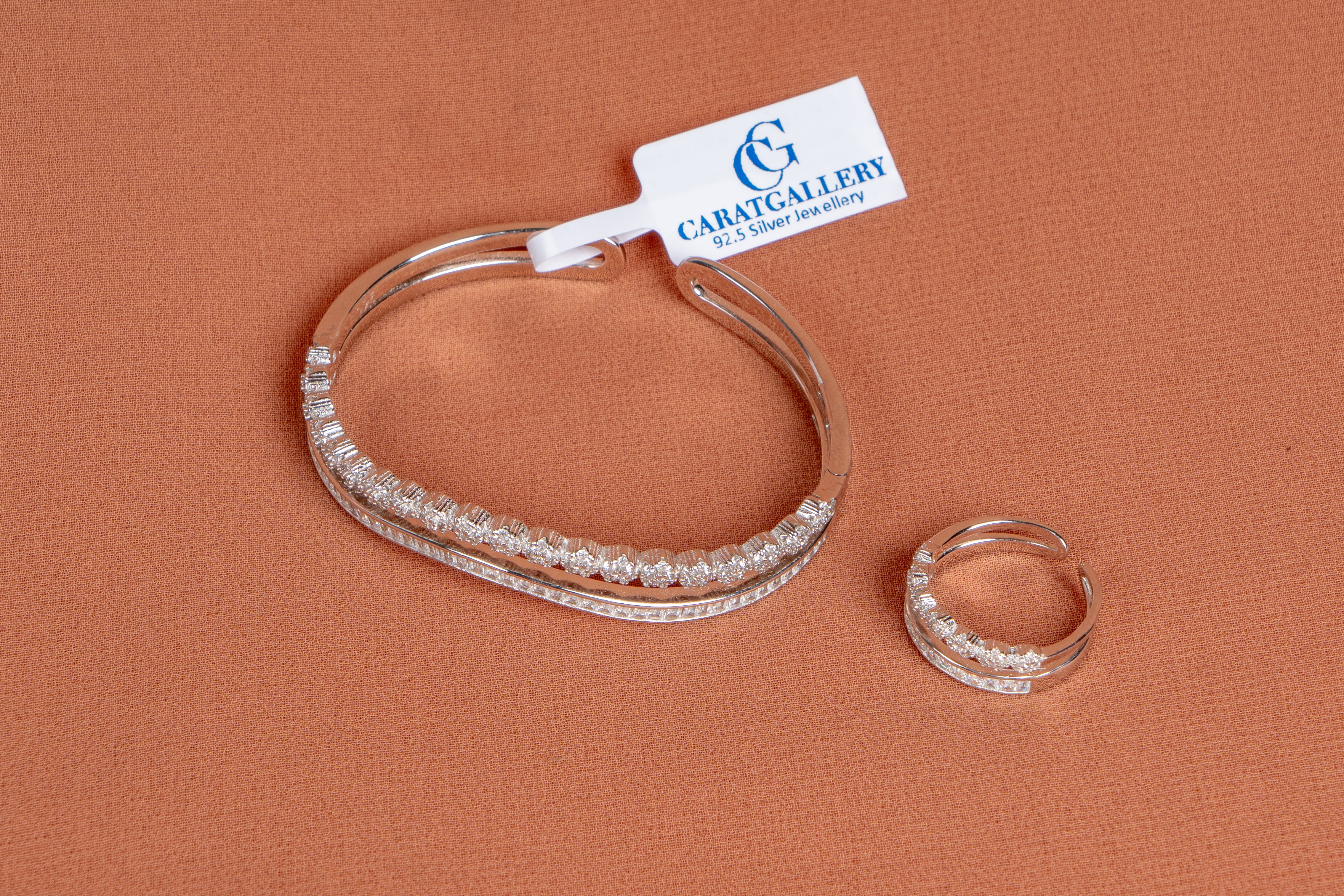 Celestial Wave Sterling Silver Bracelet & Ring Set