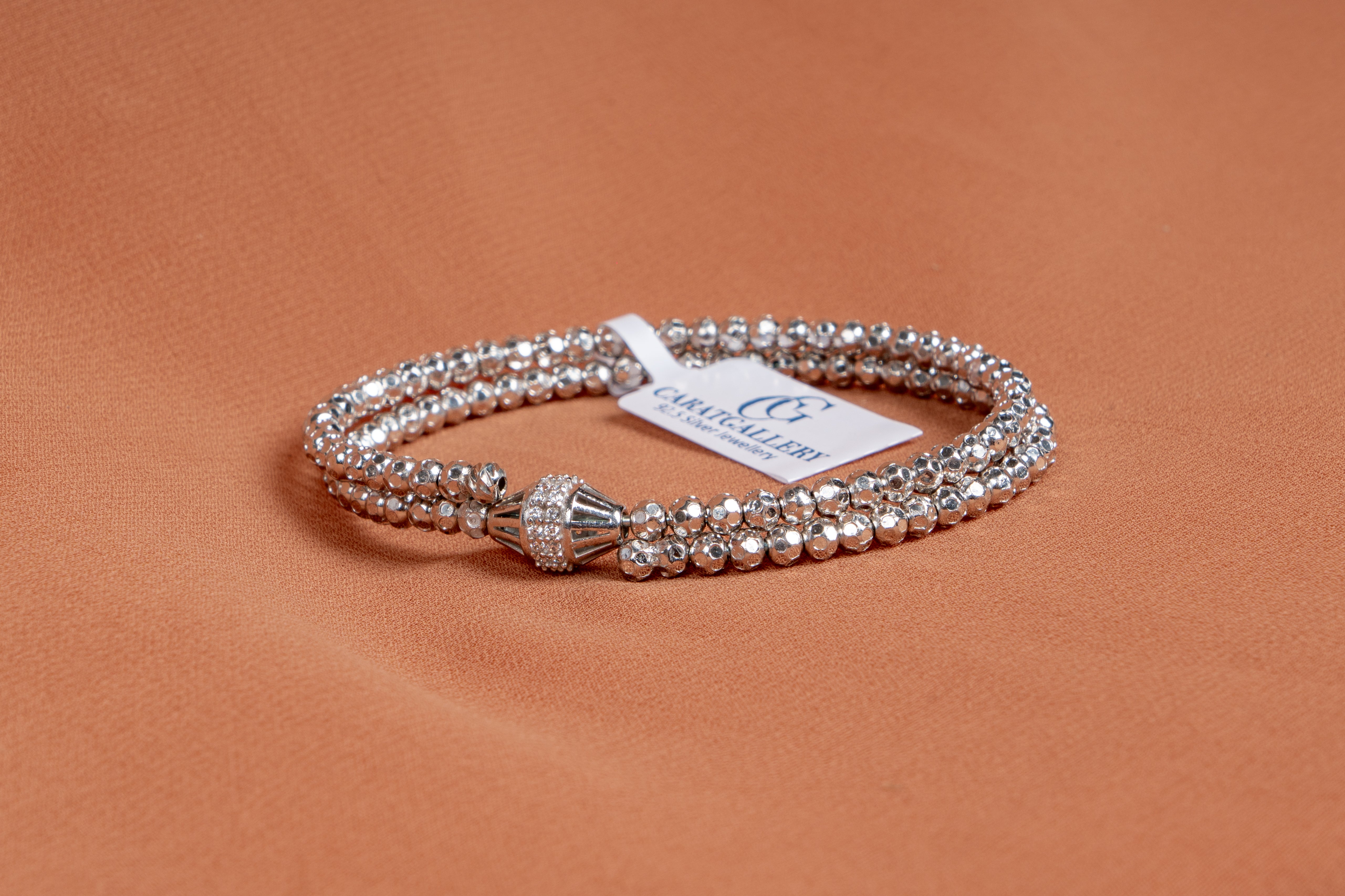 Lustre Bead Wrap Sterling Silver Bracelet