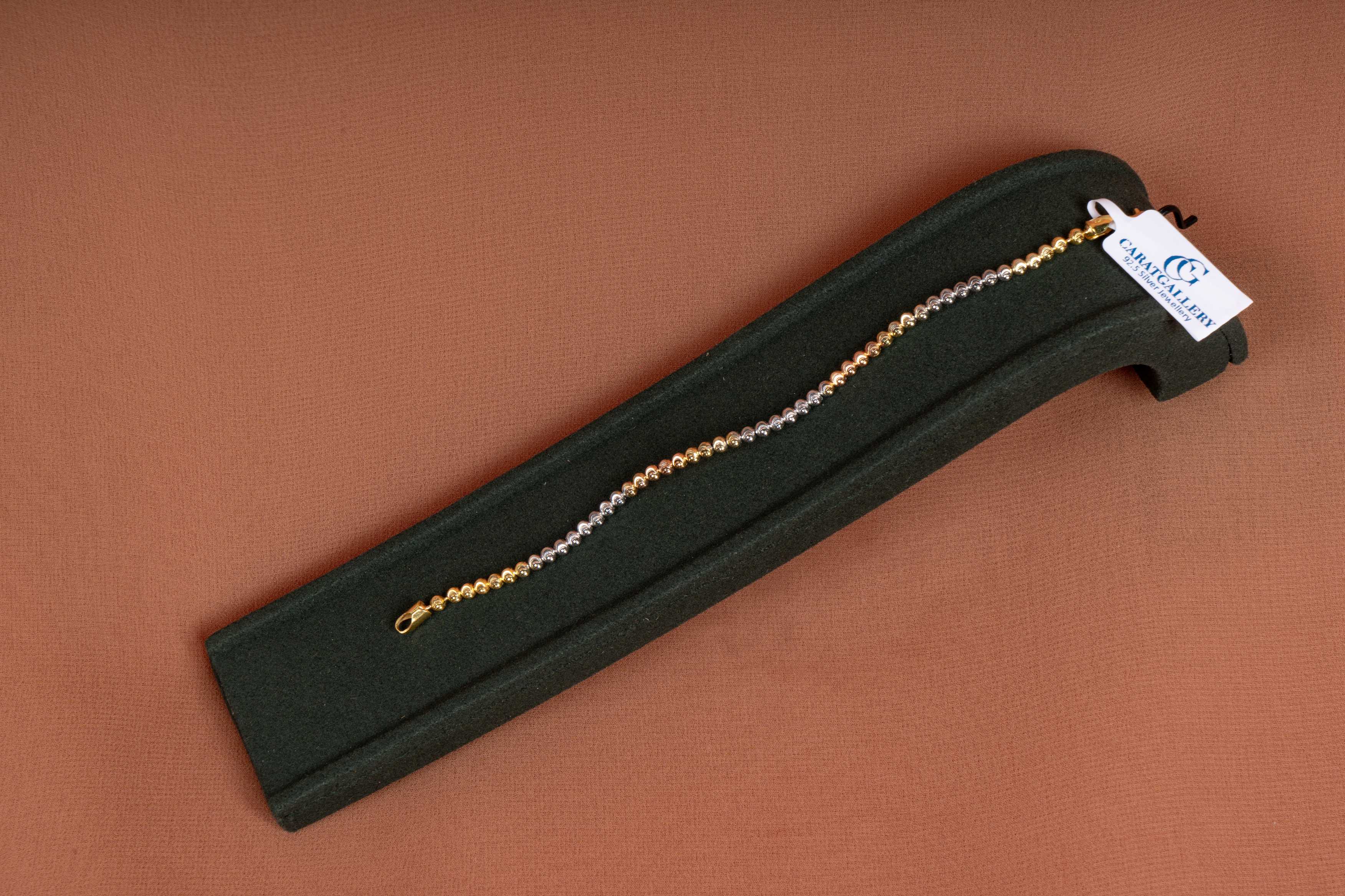 Dual Tone Beaded Silver Bracelet