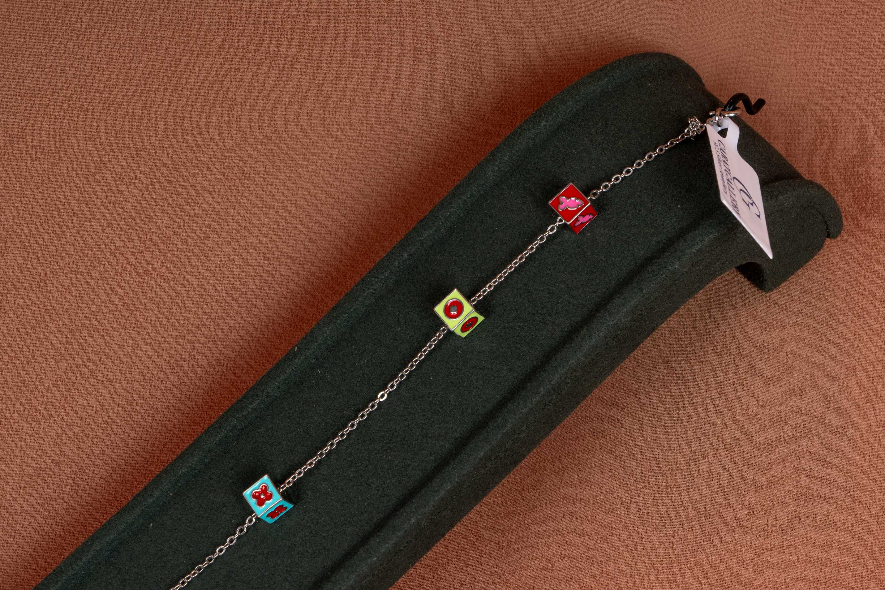 Playful Enamel Charm Silver Bracelet