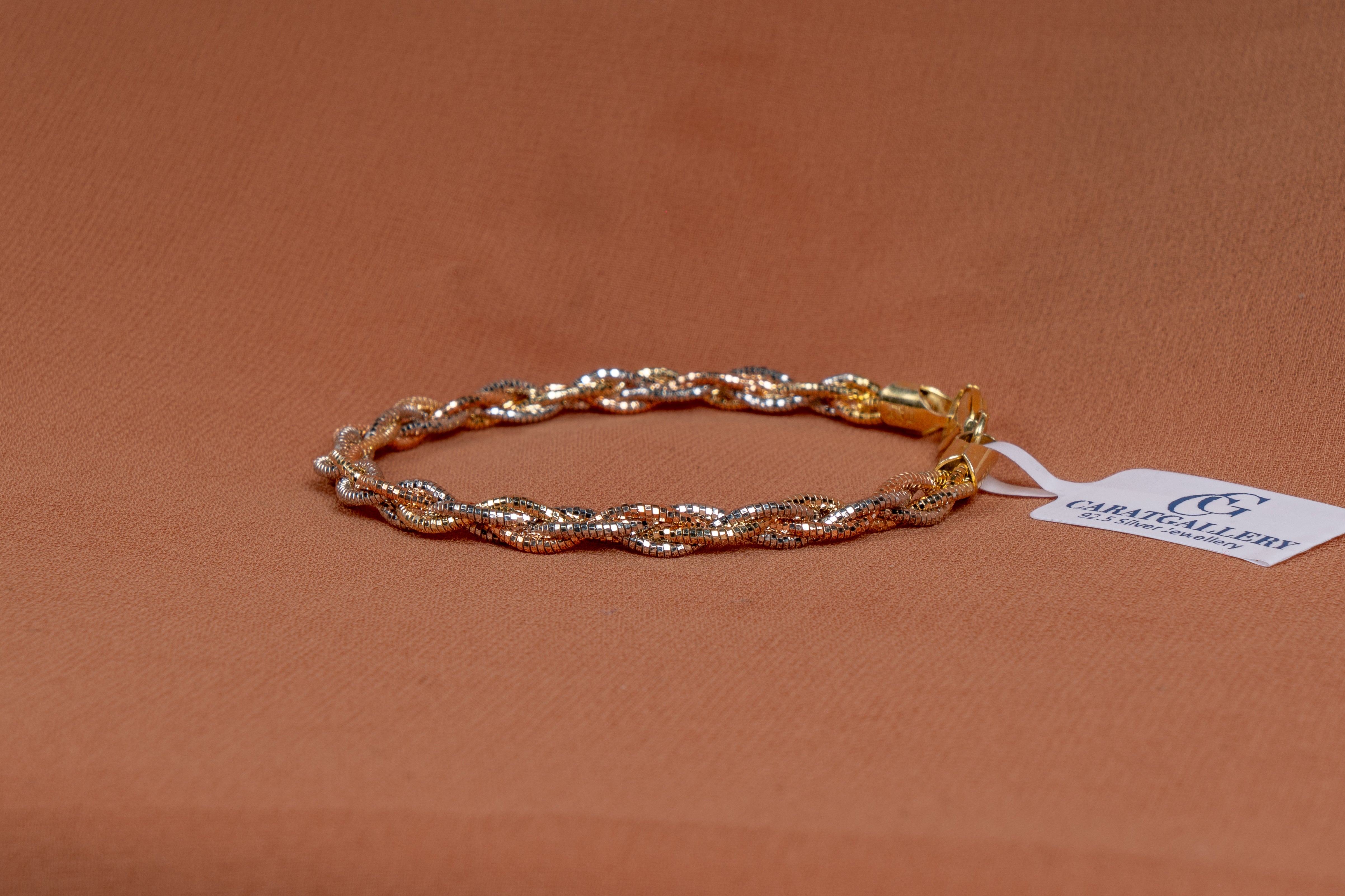 Twisted Dual Tone Rope Silver Bracelet