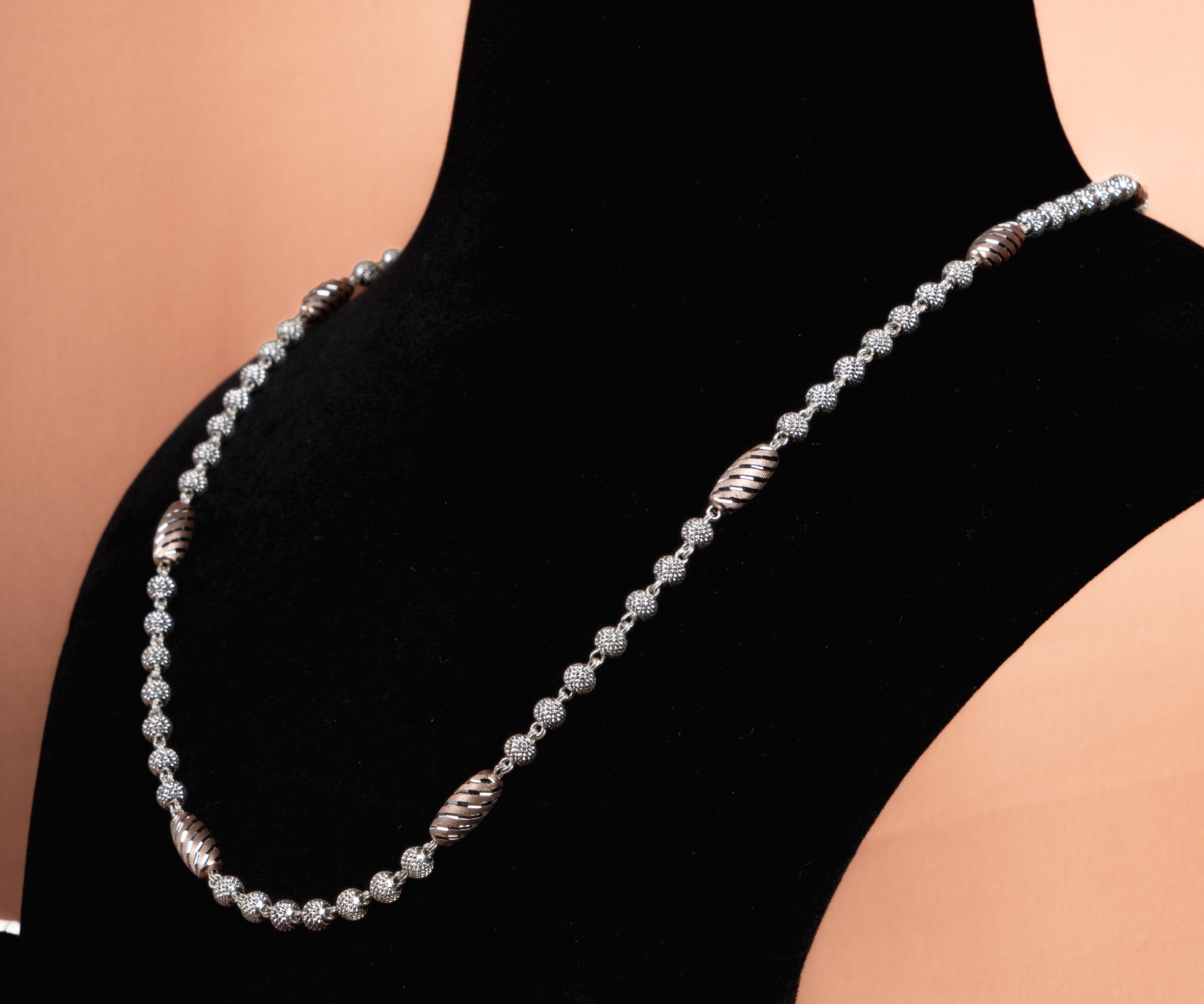 Rose Gold Bead Silver Necklace