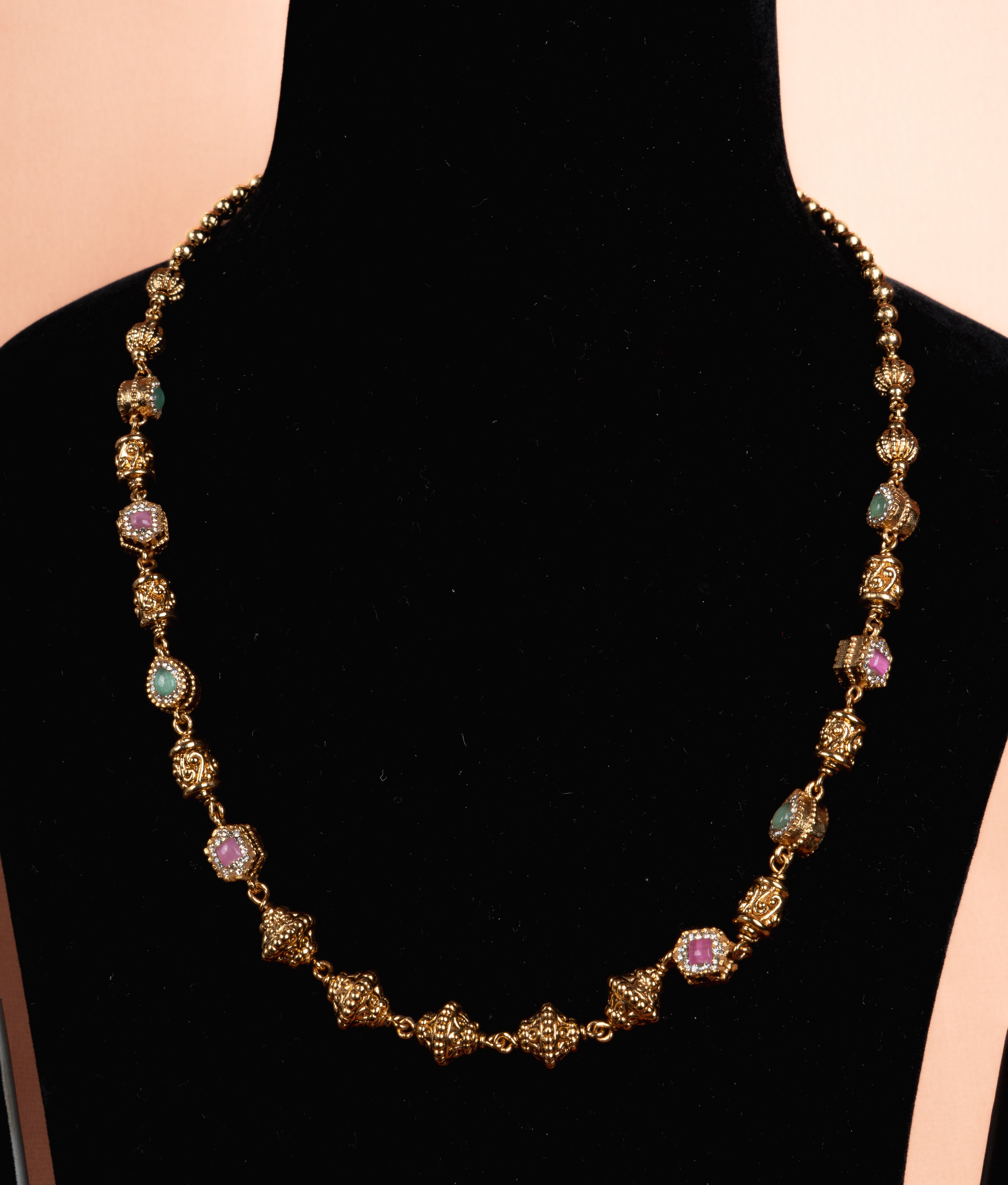 Heritage Dual Stone Gold Plated Silver Necklace