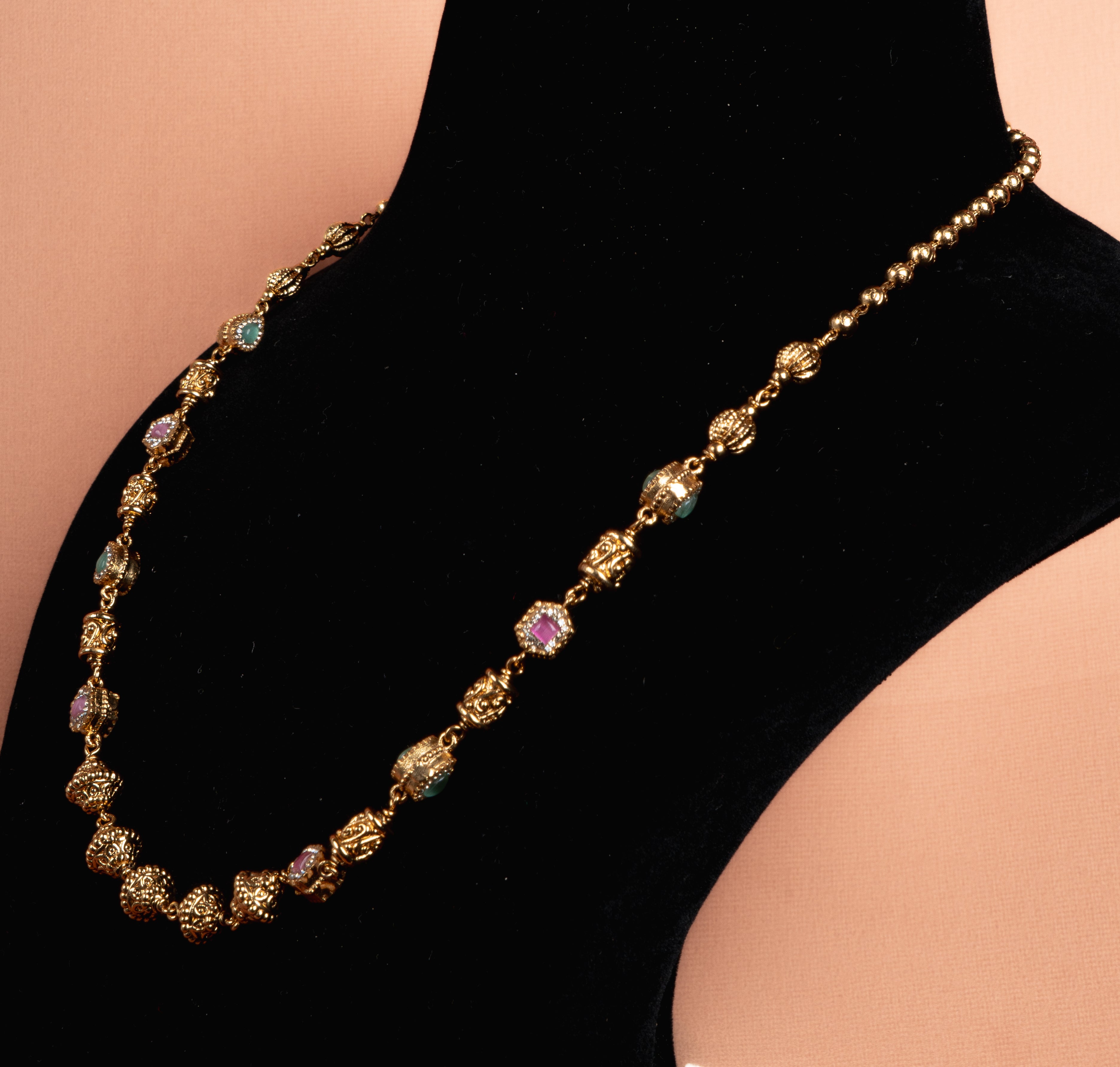 Heritage Dual Stone Gold Plated Silver Necklace