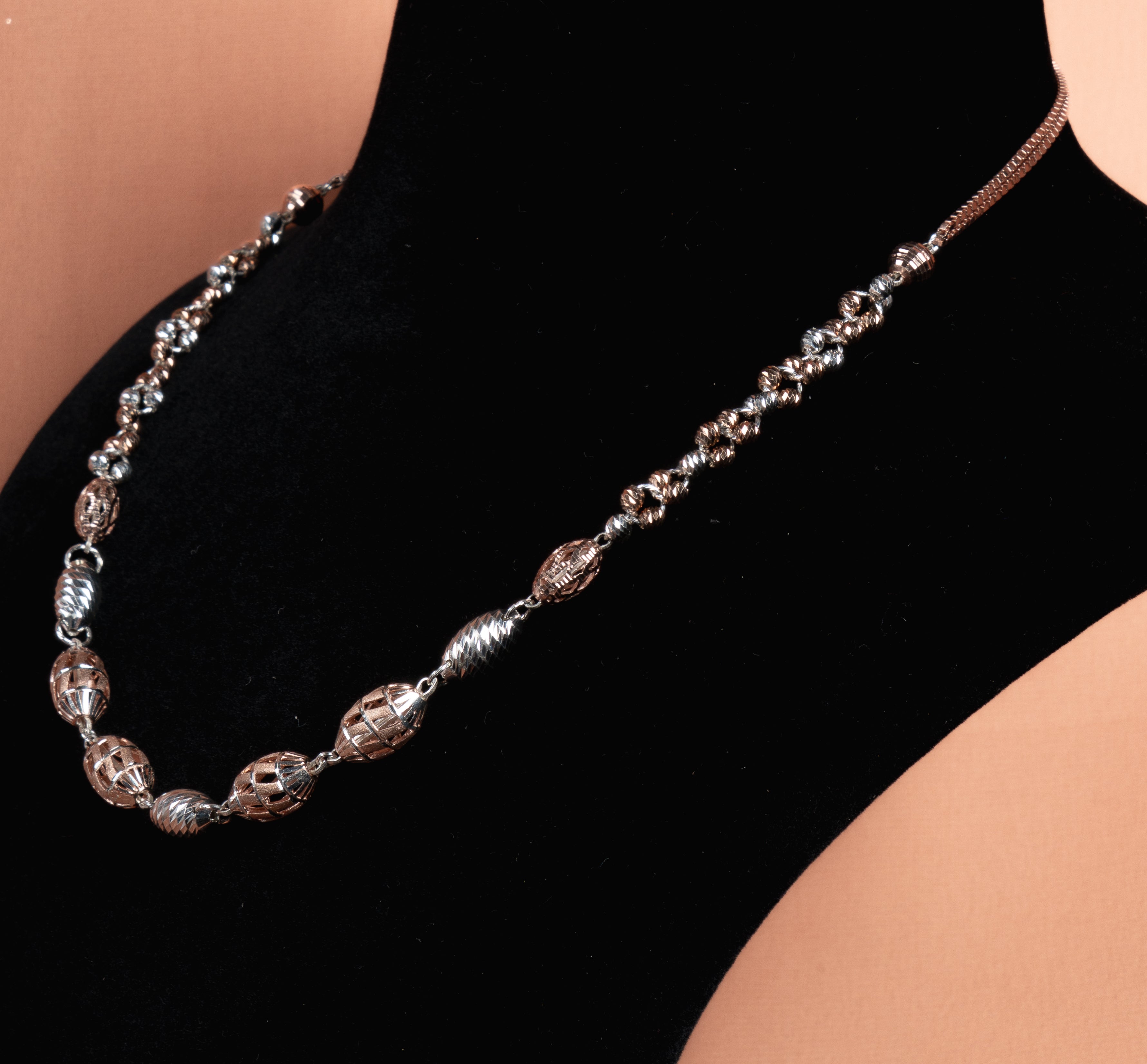 Dual Tone Designer Bead Silver Necklace