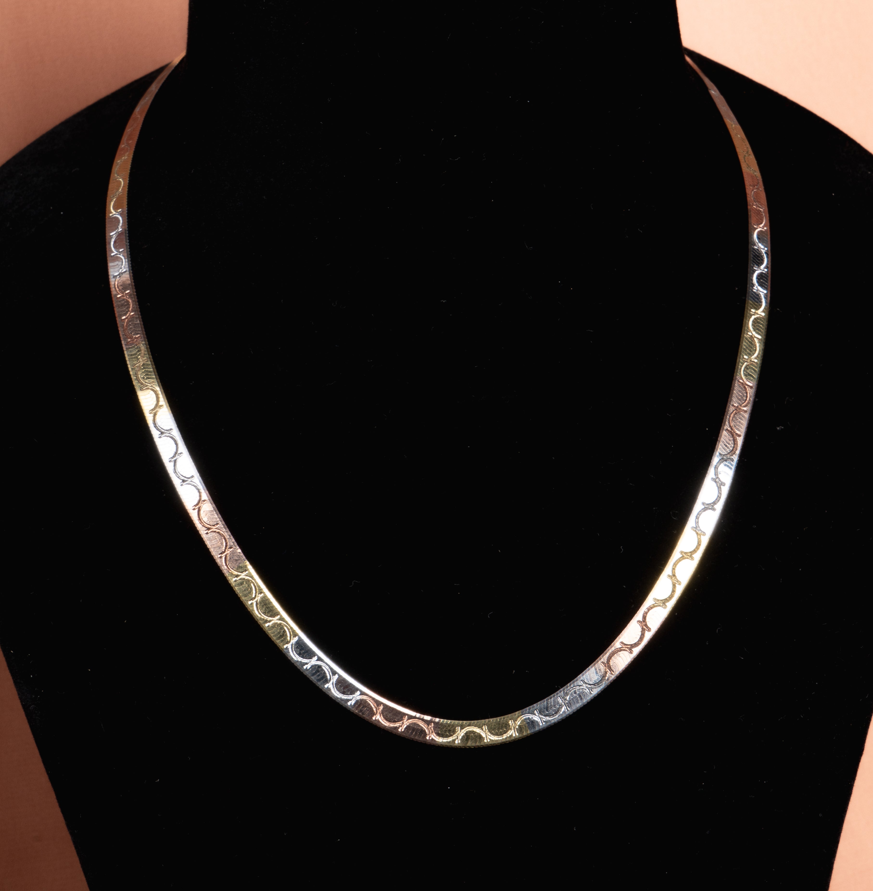 Selvaggia Tri-Tone Herringbone Necklace