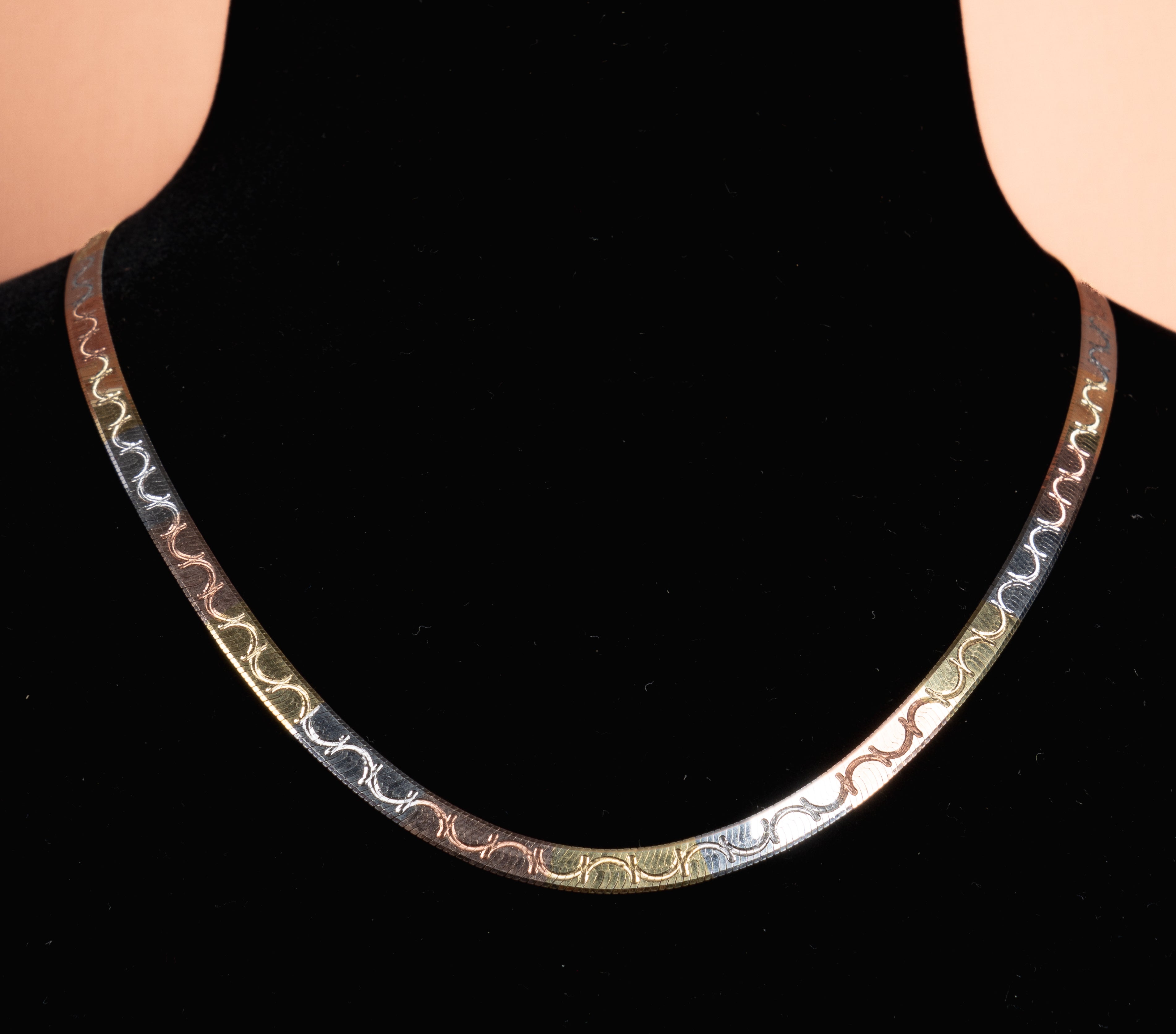 Selvaggia Tri-Tone Herringbone Necklace