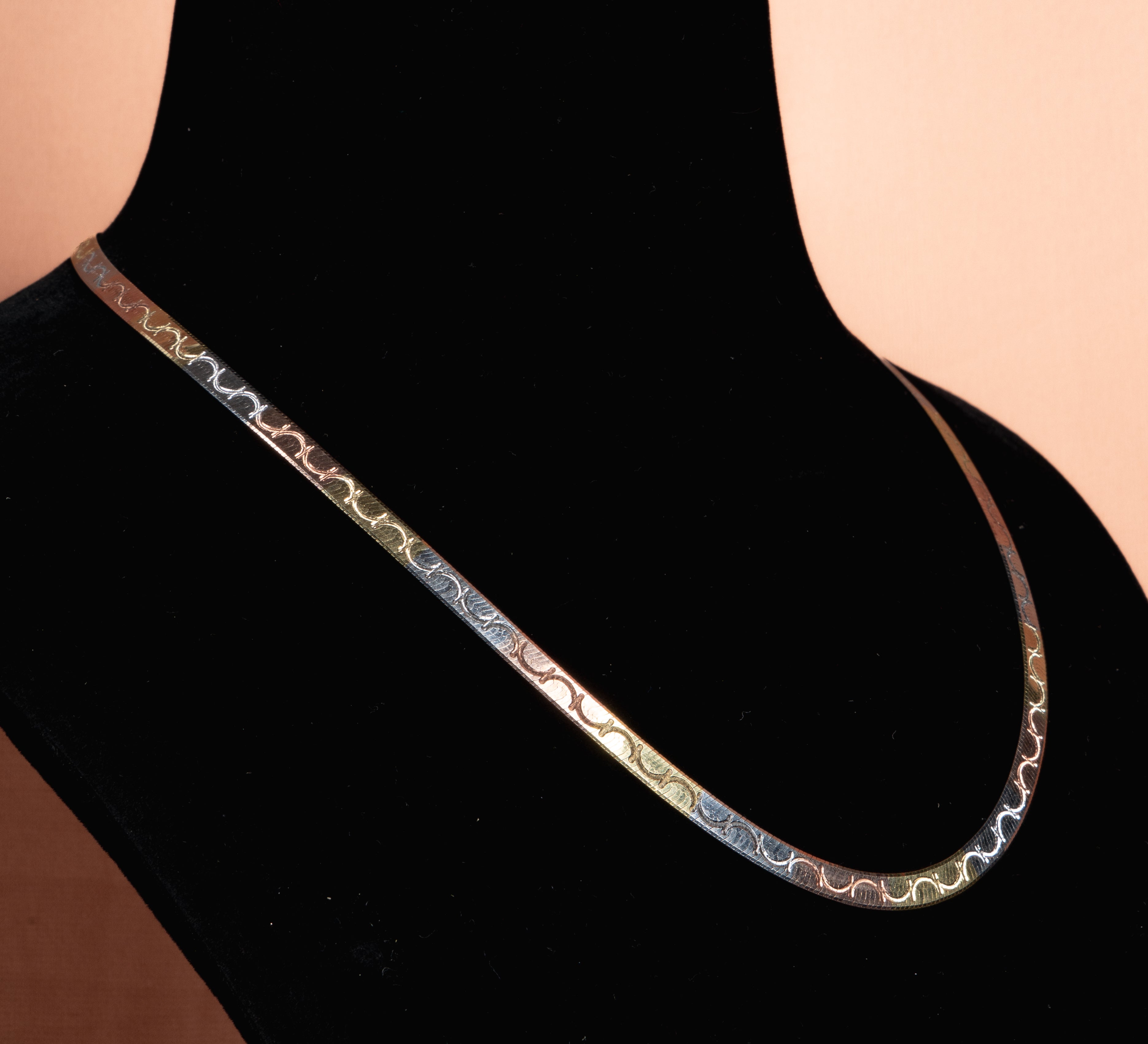 Selvaggia Tri-Tone Herringbone Necklace