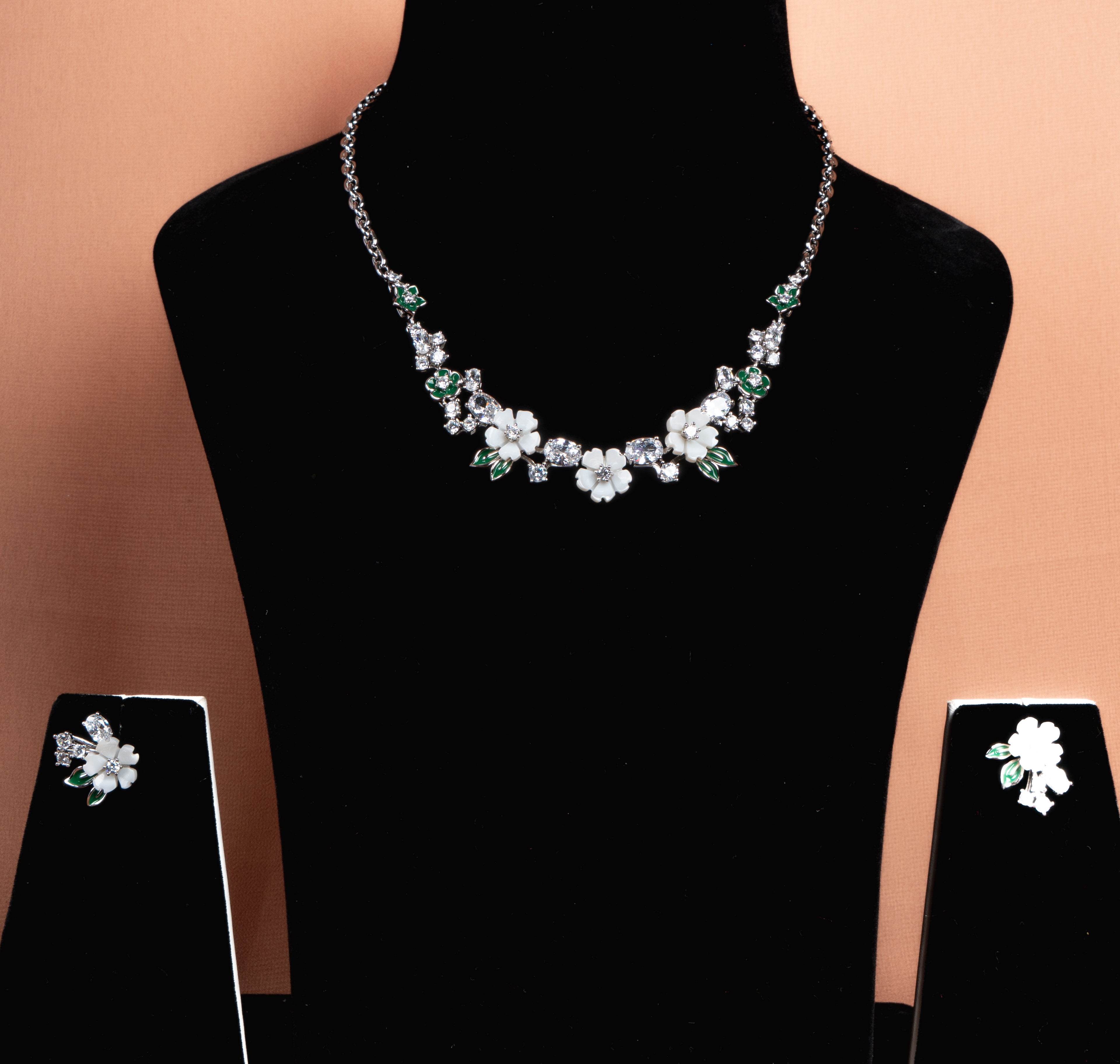 Fleurine Blossom Necklace & Earrings Set