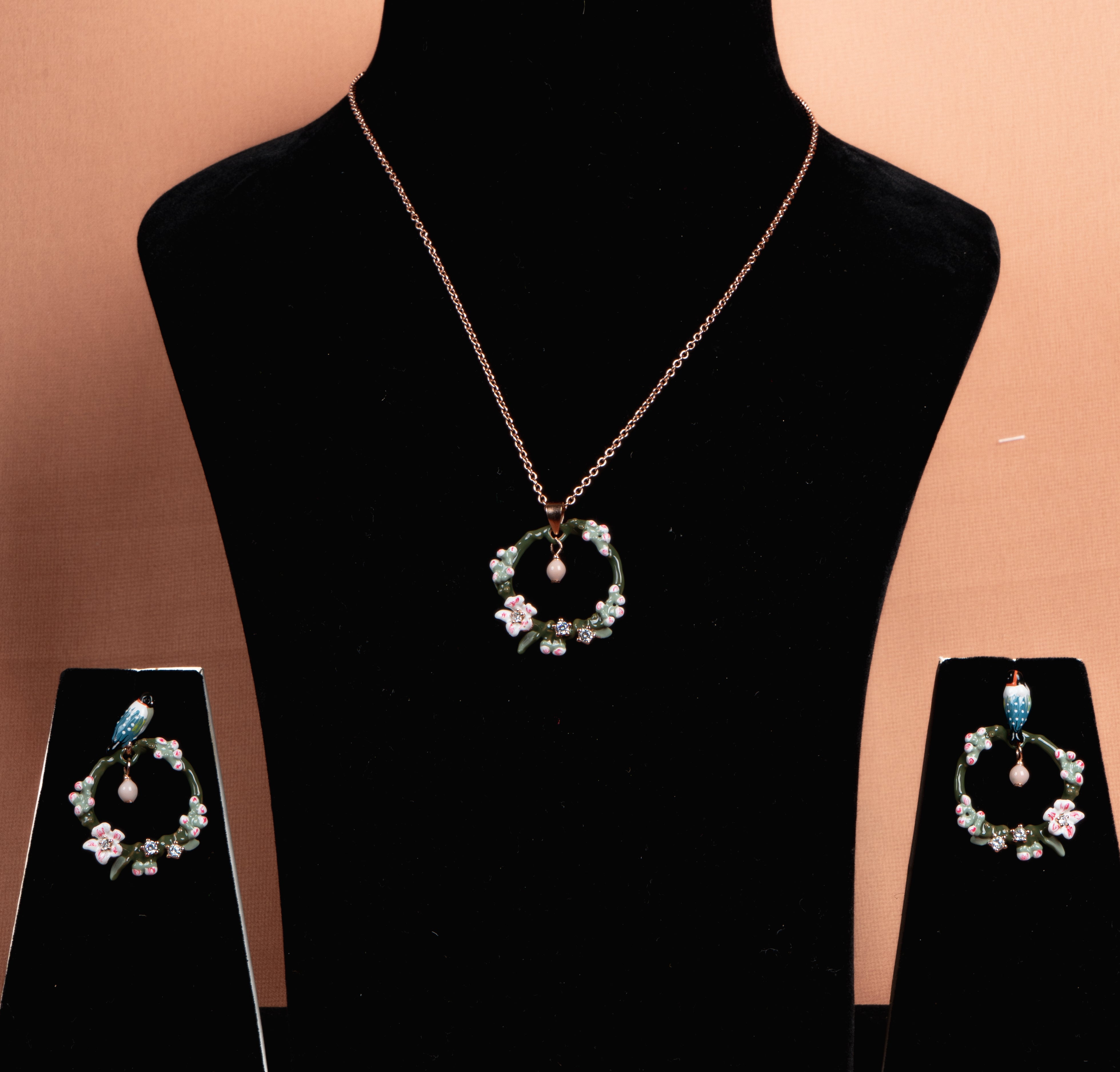 Aviora Blossom Wreath Necklace and Earrings Set