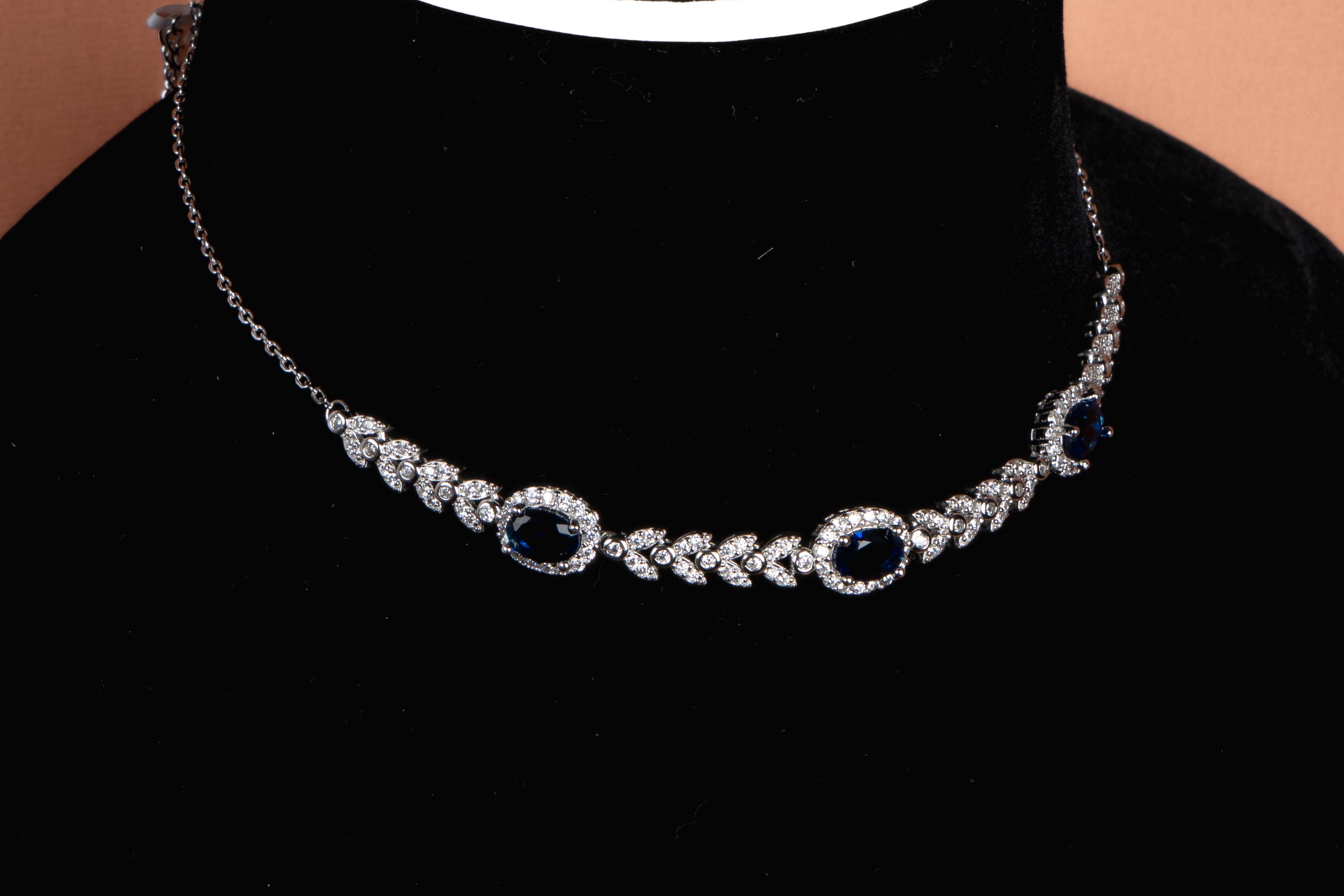 Norvelle Sapphire Choker and Stud Earrings Set