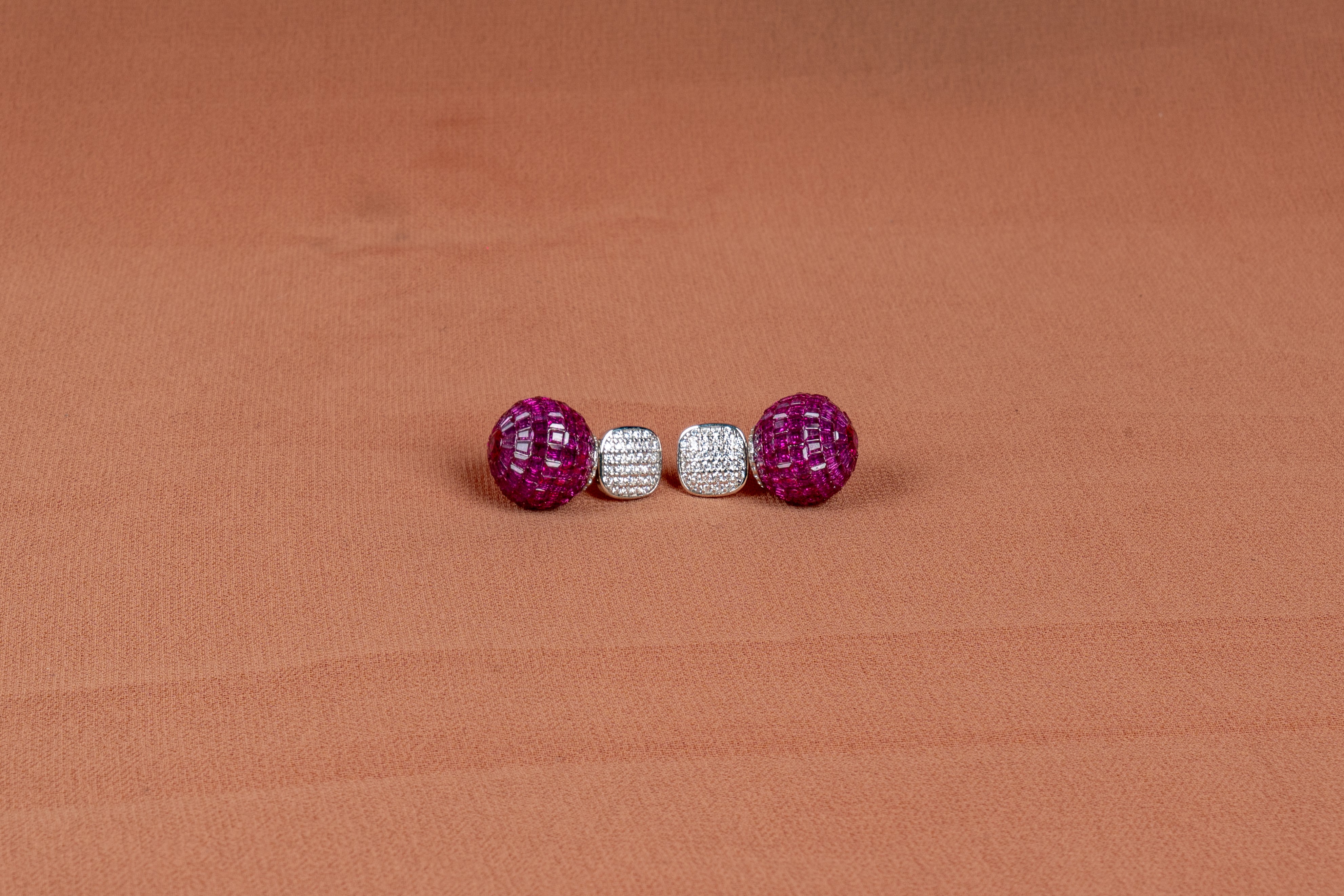Miravelle Ruby Halo Necklace and Earrings Set