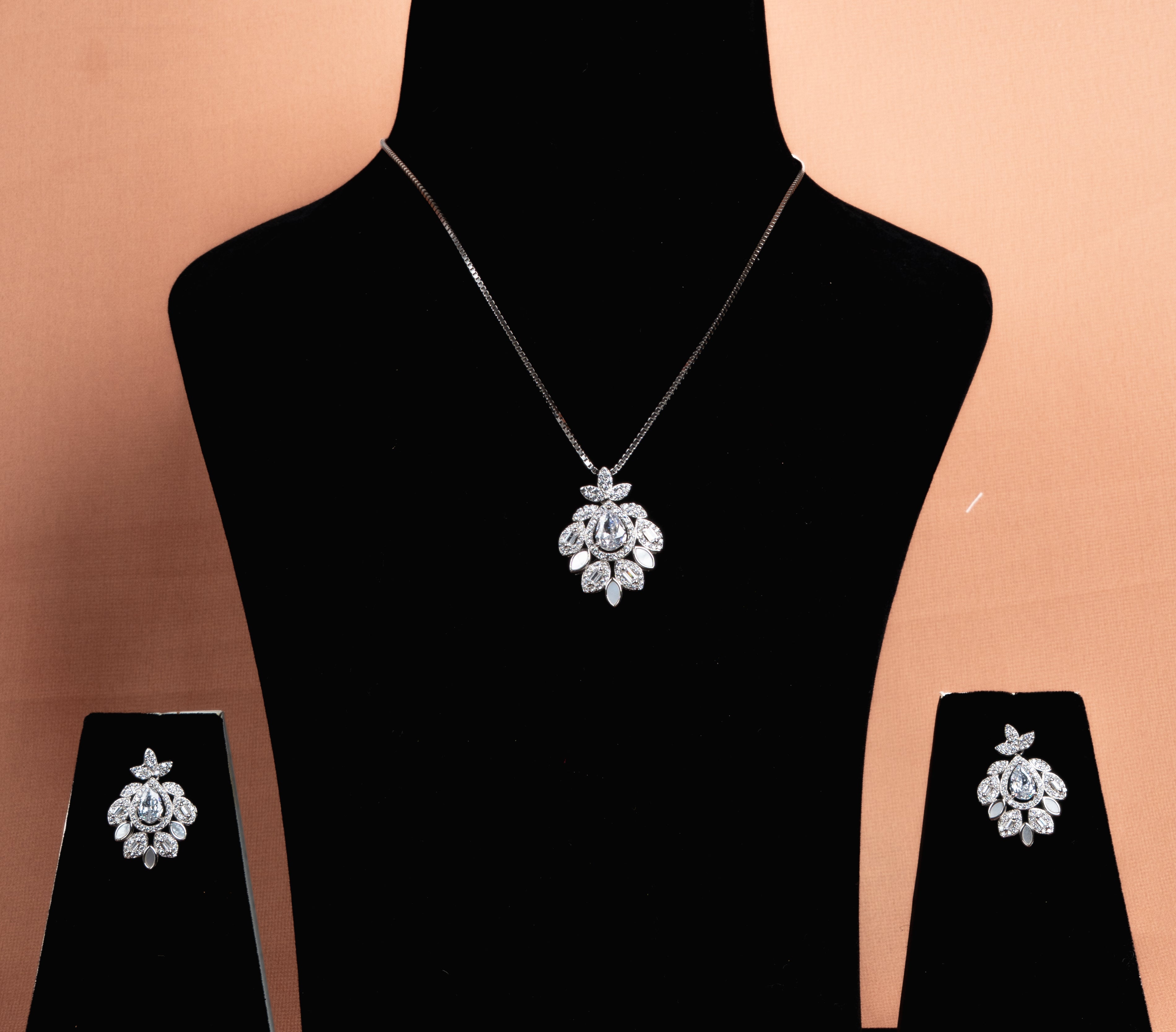 Celestique Floral Necklace and Earrings Set