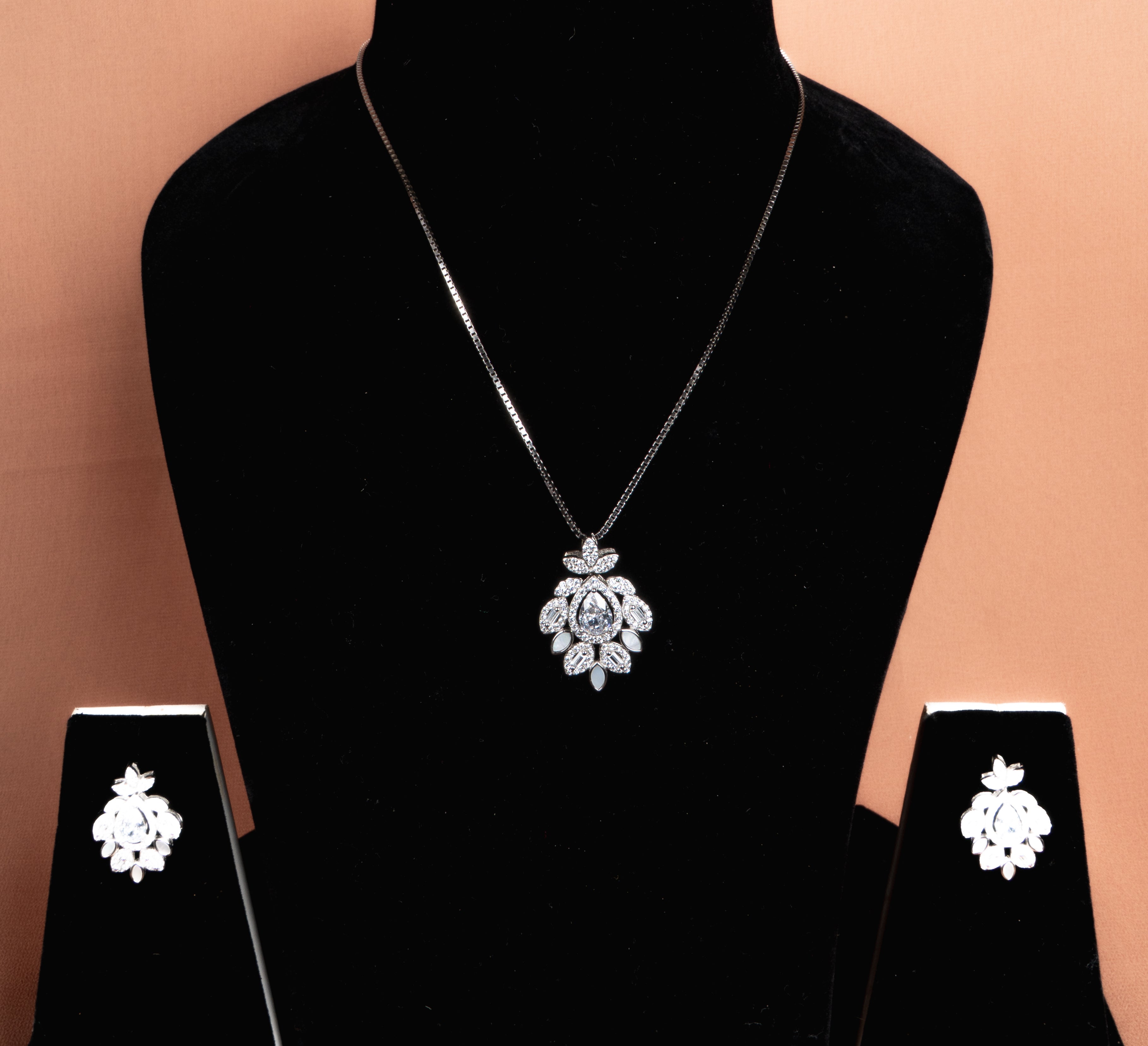 Celestique Floral Necklace and Earrings Set