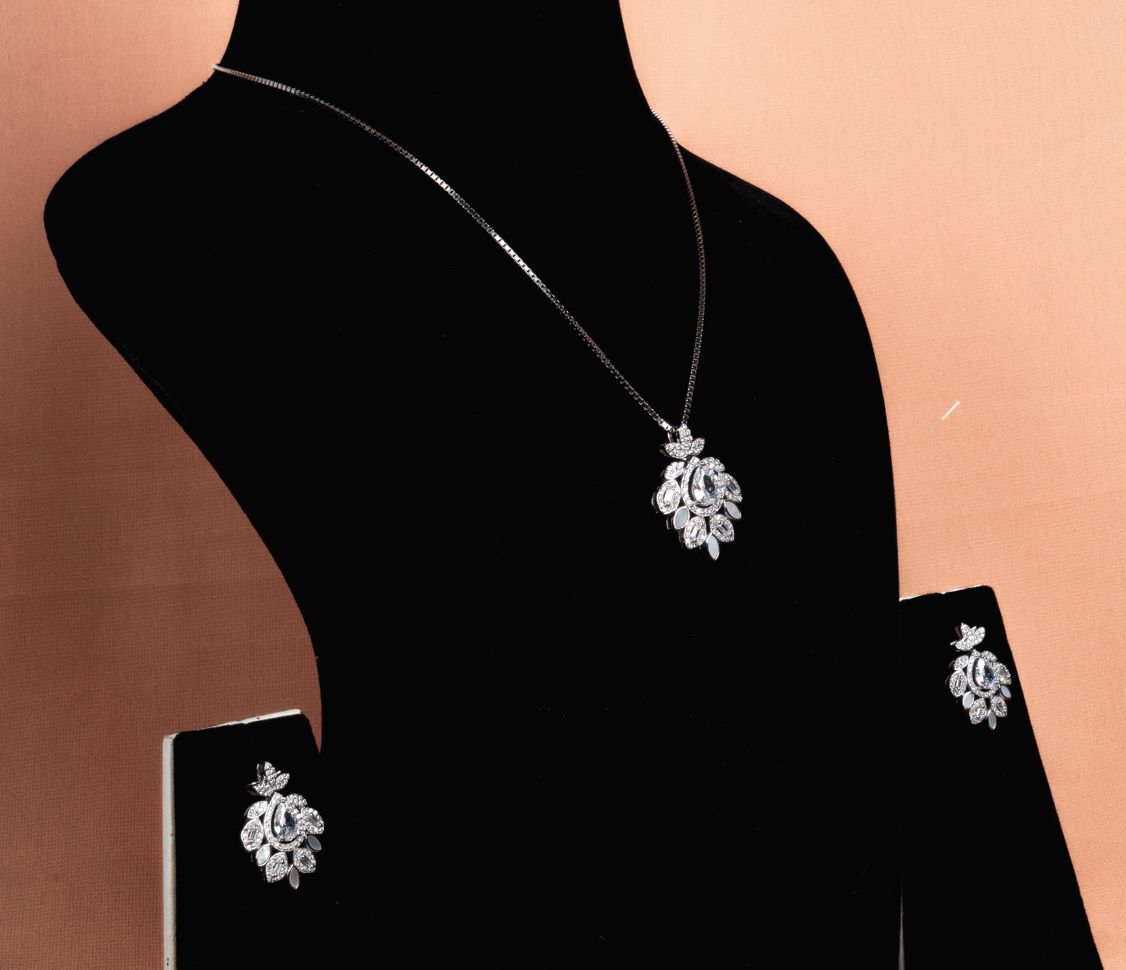 Celestique Floral Necklace and Earrings Set