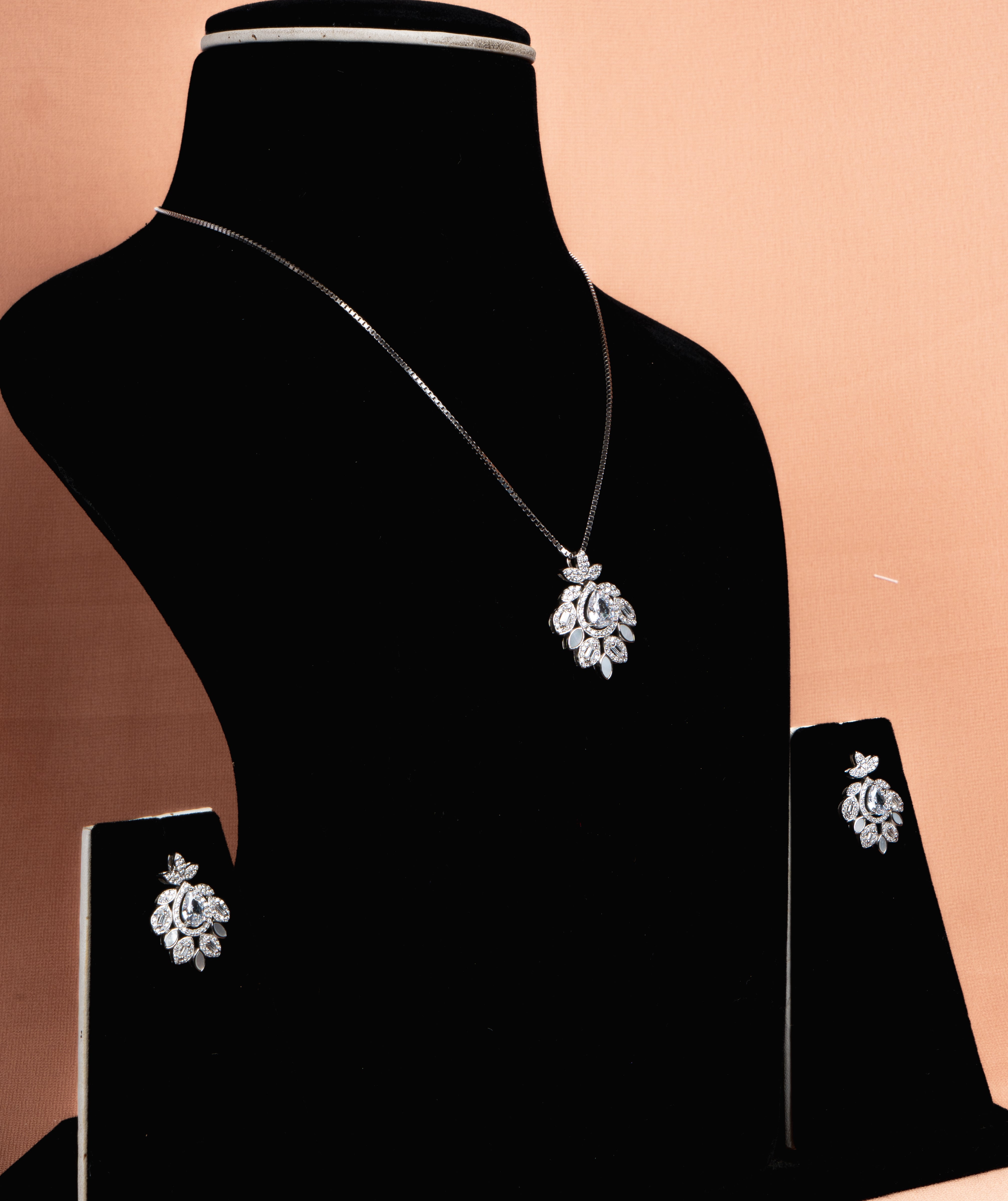 Celestique Floral Necklace and Earrings Set