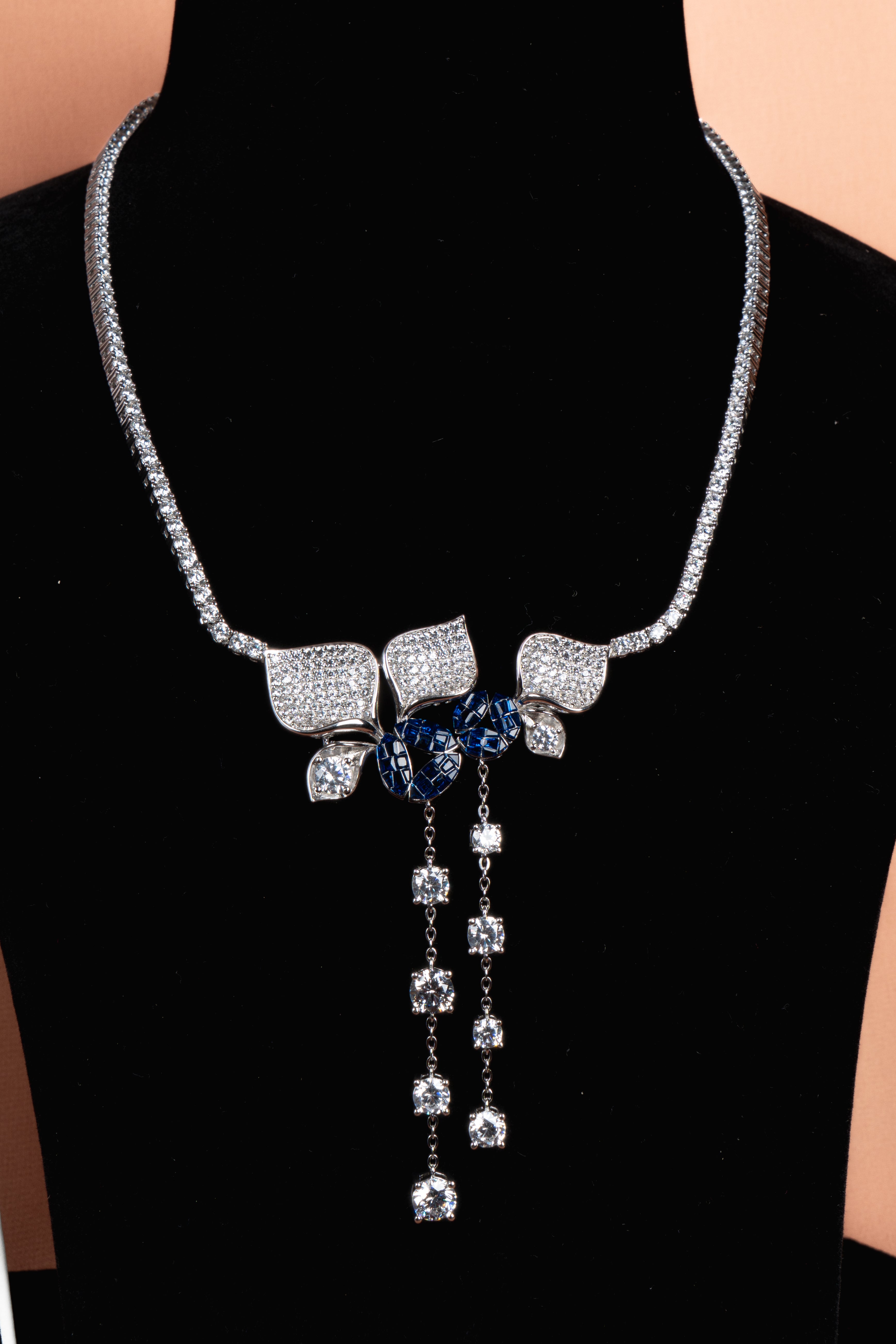Aurellia Sapphire Cascade Necklace and Earrings Set